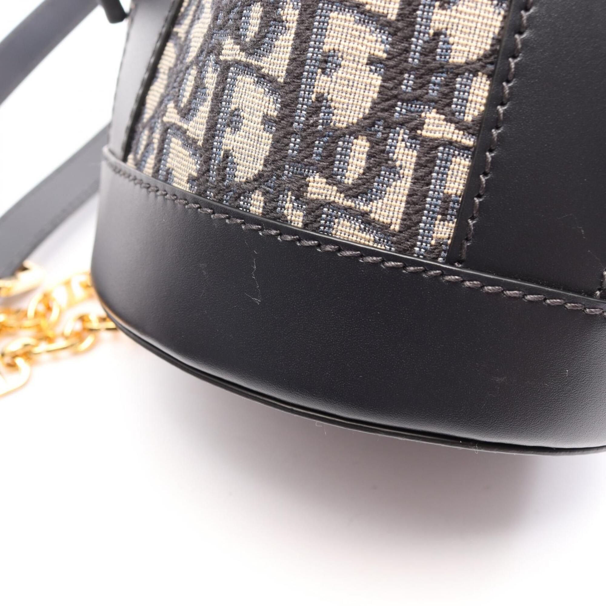 Christian Dior Beige Navy Leather Canvas Backpack Handbag (Pre-Owned)