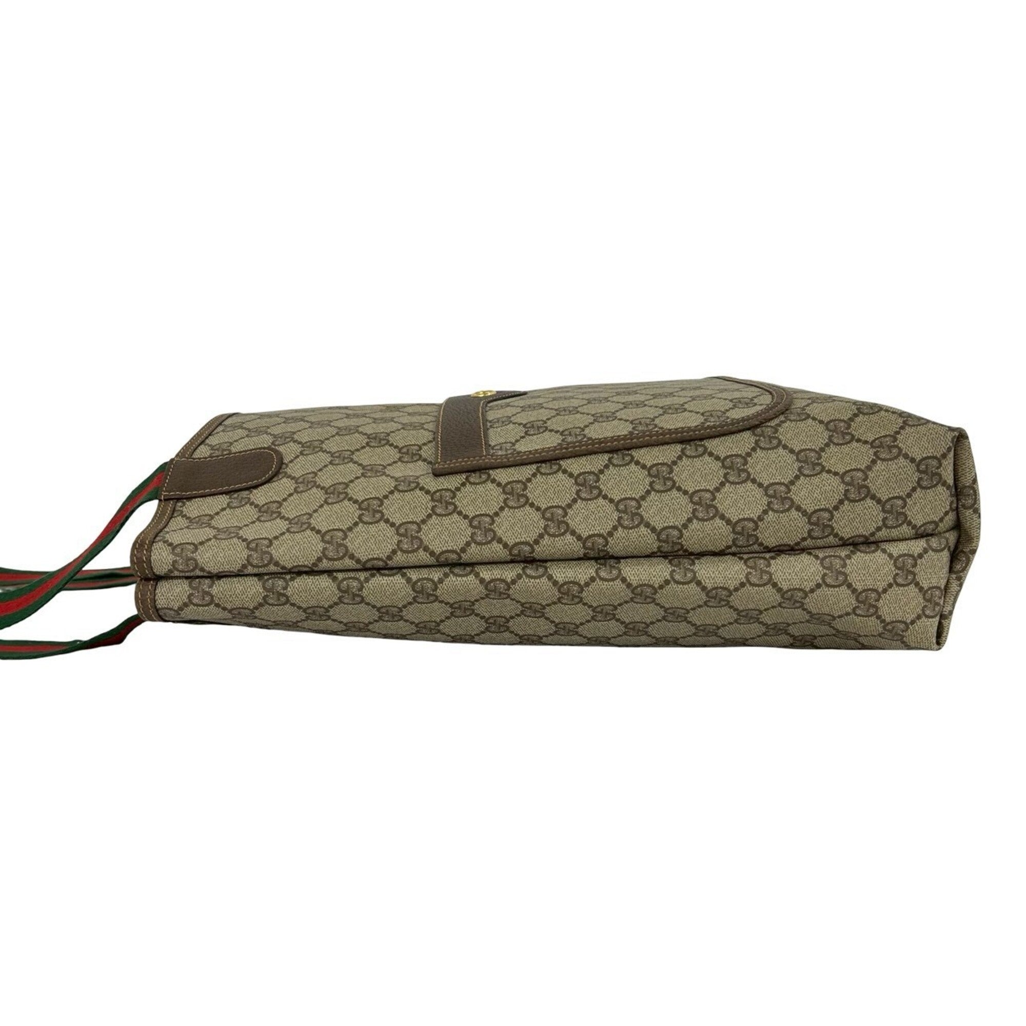 Gucci Brown Green Red Color Leather Pvc Handbag Tote Bag (Pre-Owned)