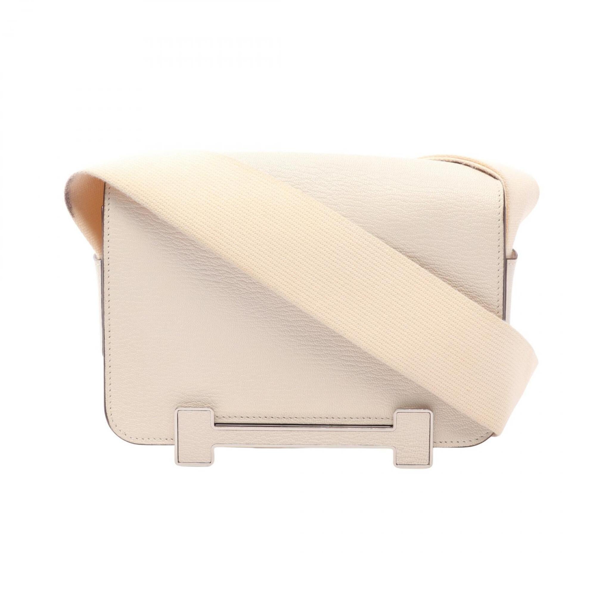 Hermes Ivory Chevre Leather Handbag Shoulder Bag (Pre-Owned)