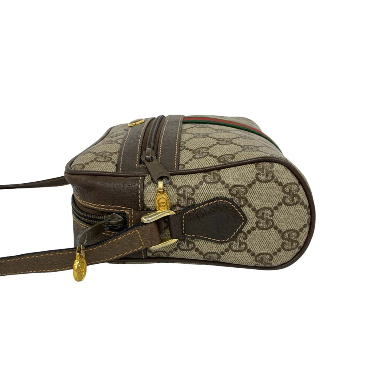 Gucci Brown Green Red Color Pvc Leather Shoulder Bag (Pre-Owned)