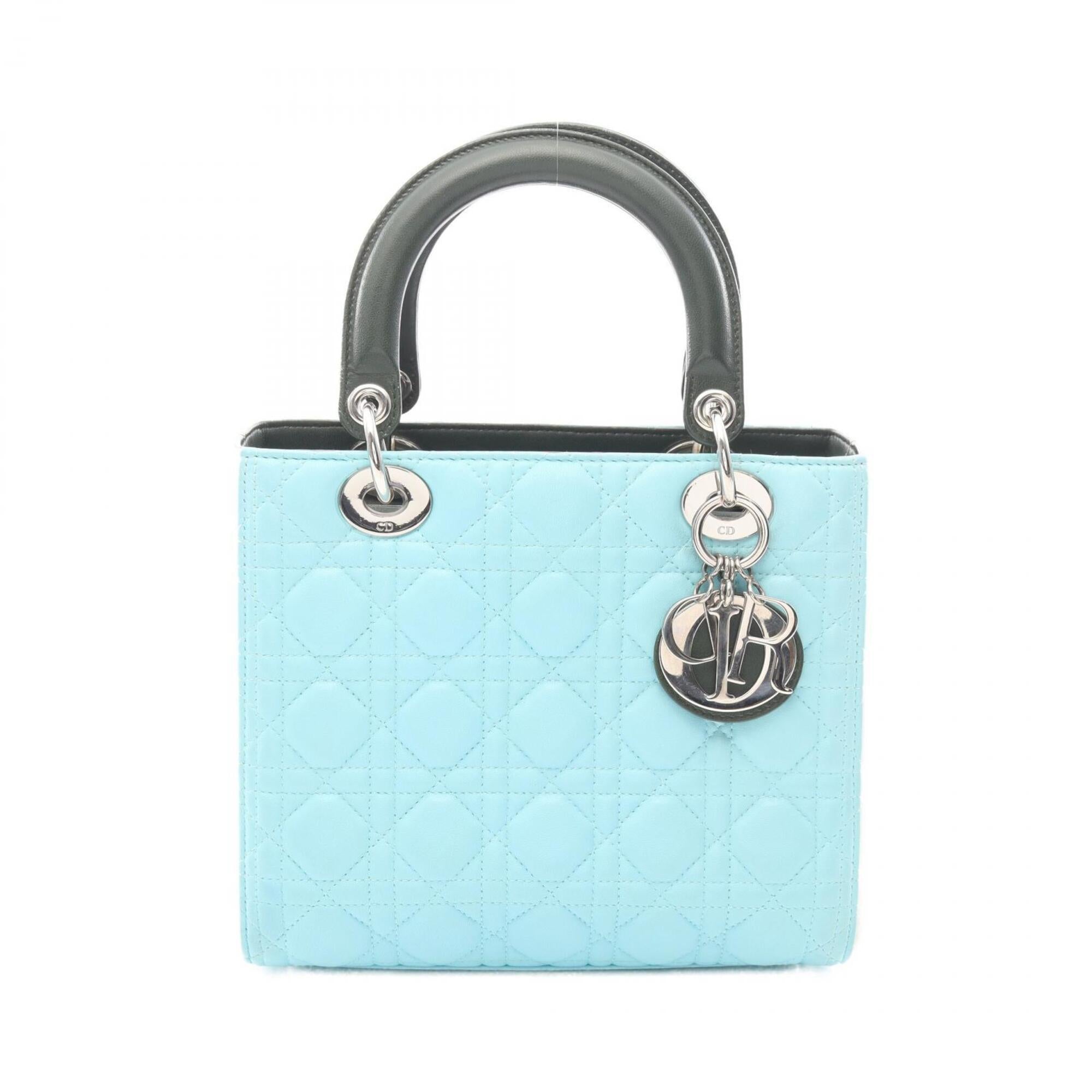 Christian Dior Blue Green Ivory Leather Handbag (Pre-Owned)