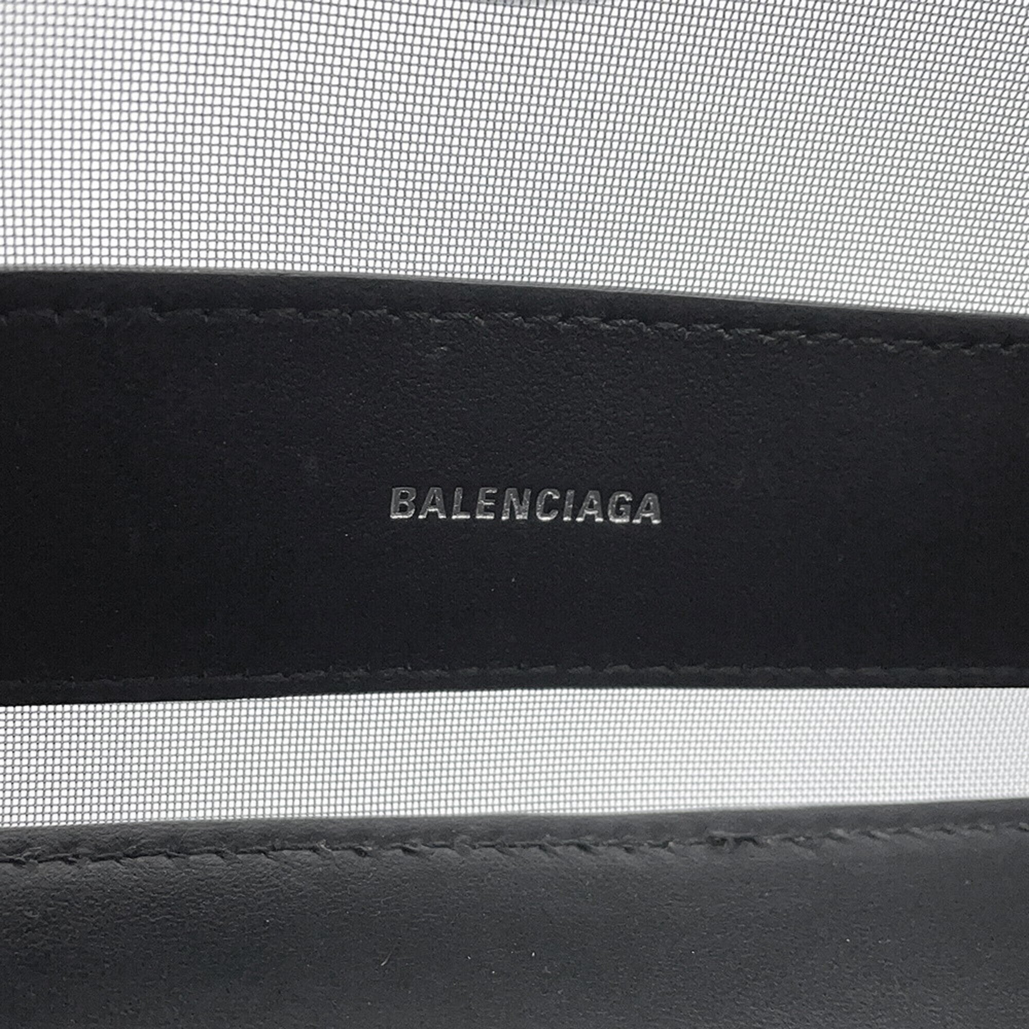 Balenciaga Black Mesh Leather Handbag Tote Bag (Pre-Owned)