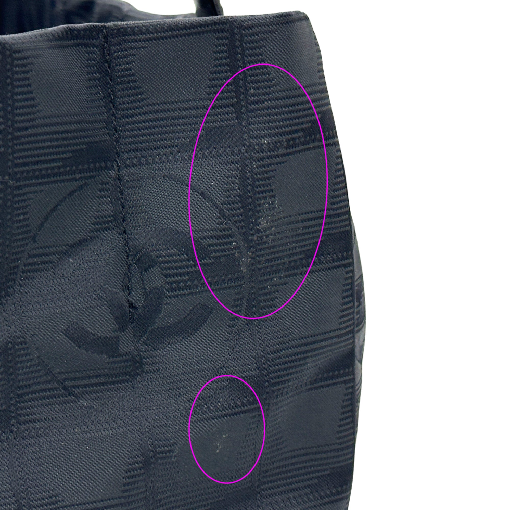 Chanel Black Nylon Handbag Tote Bag (Pre-Owned)