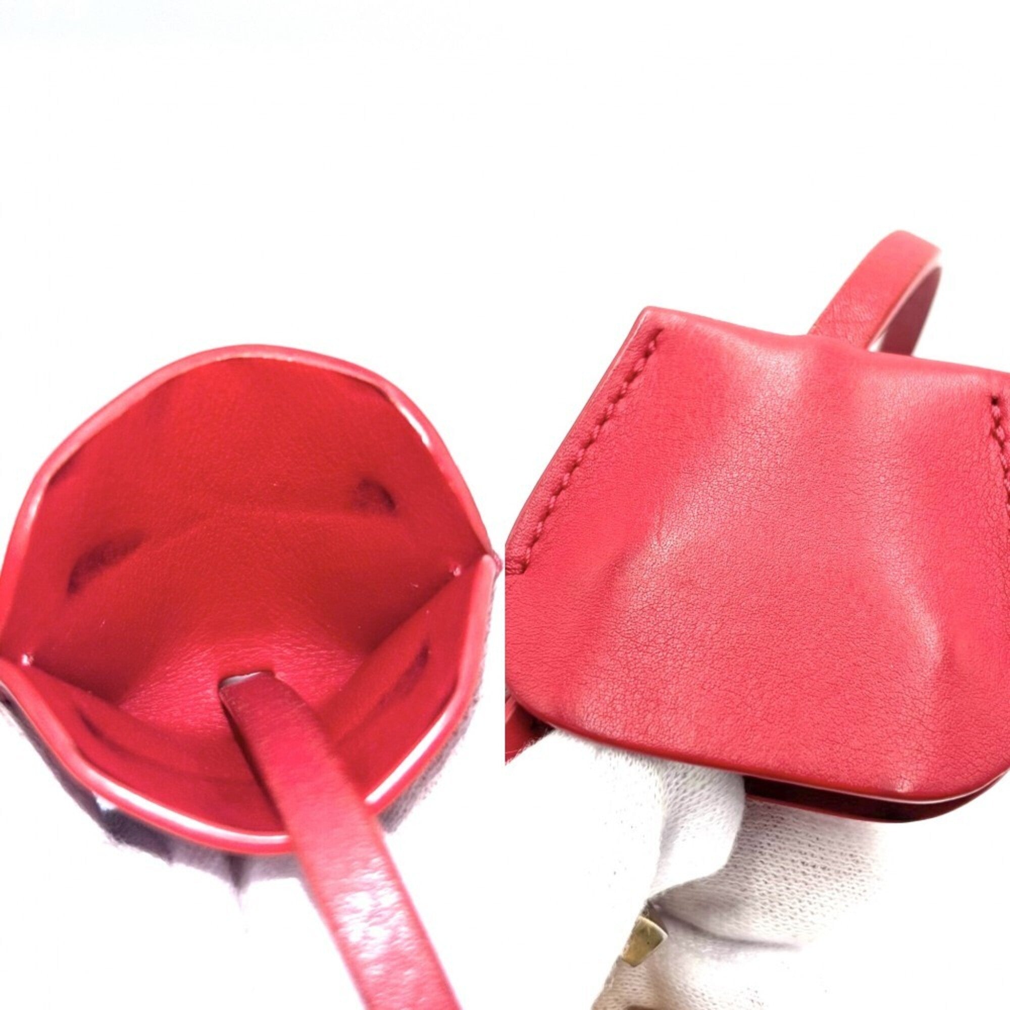 Chanel Red Color Grained Calfskin Pochette Shoulder Bag Vanity Bag (Pre-Owned)