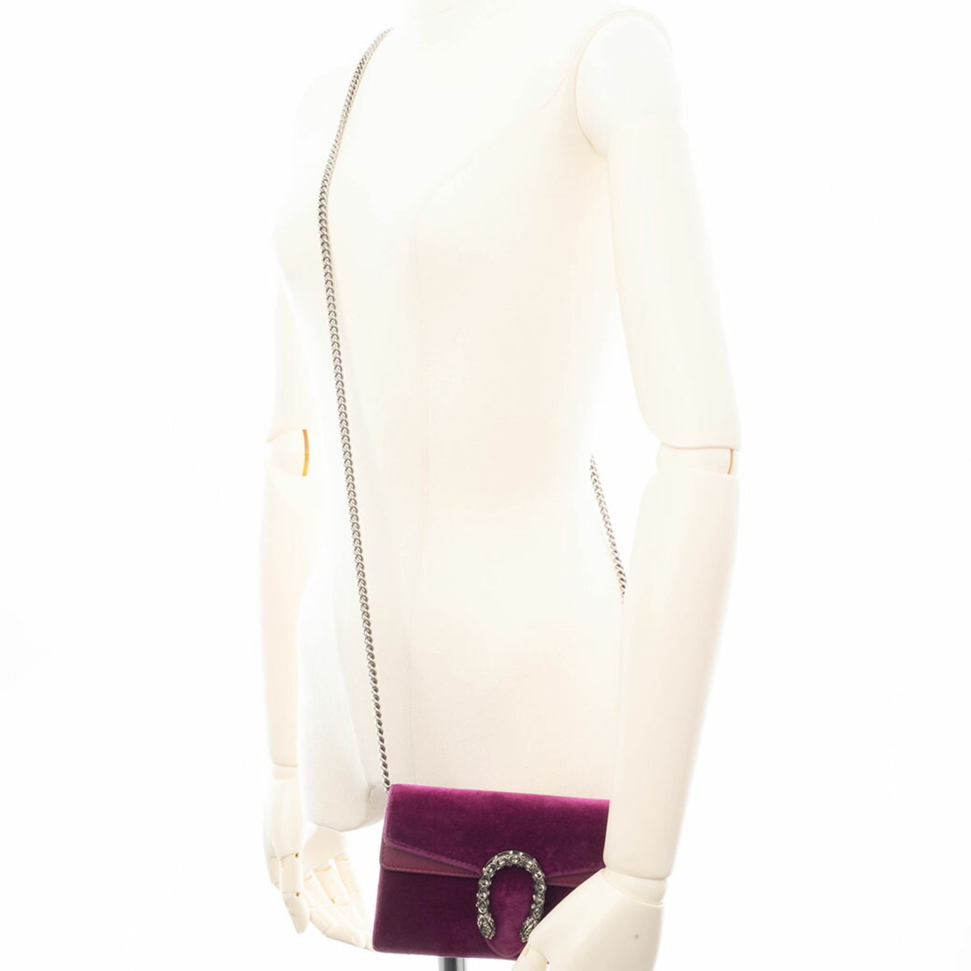 Gucci Purple Velvet Leather Shoulder Bag (Pre-Owned)