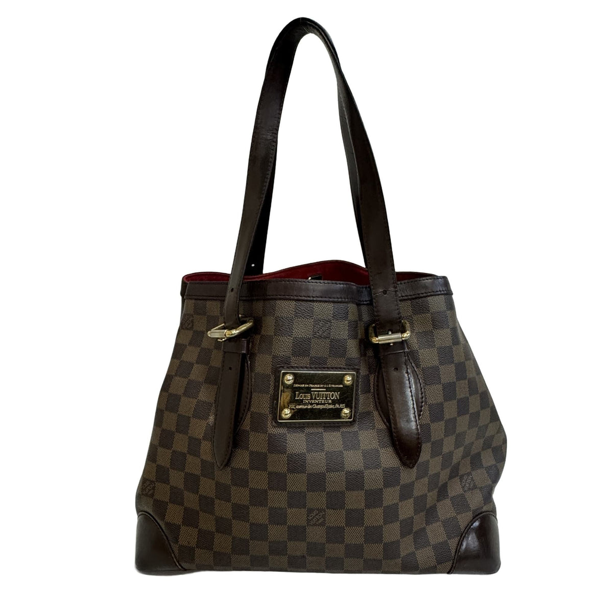 Louis Vuitton Brown Damier Canvas Ebene Red Color Damier Canvas Handbag (Pre-Owned)