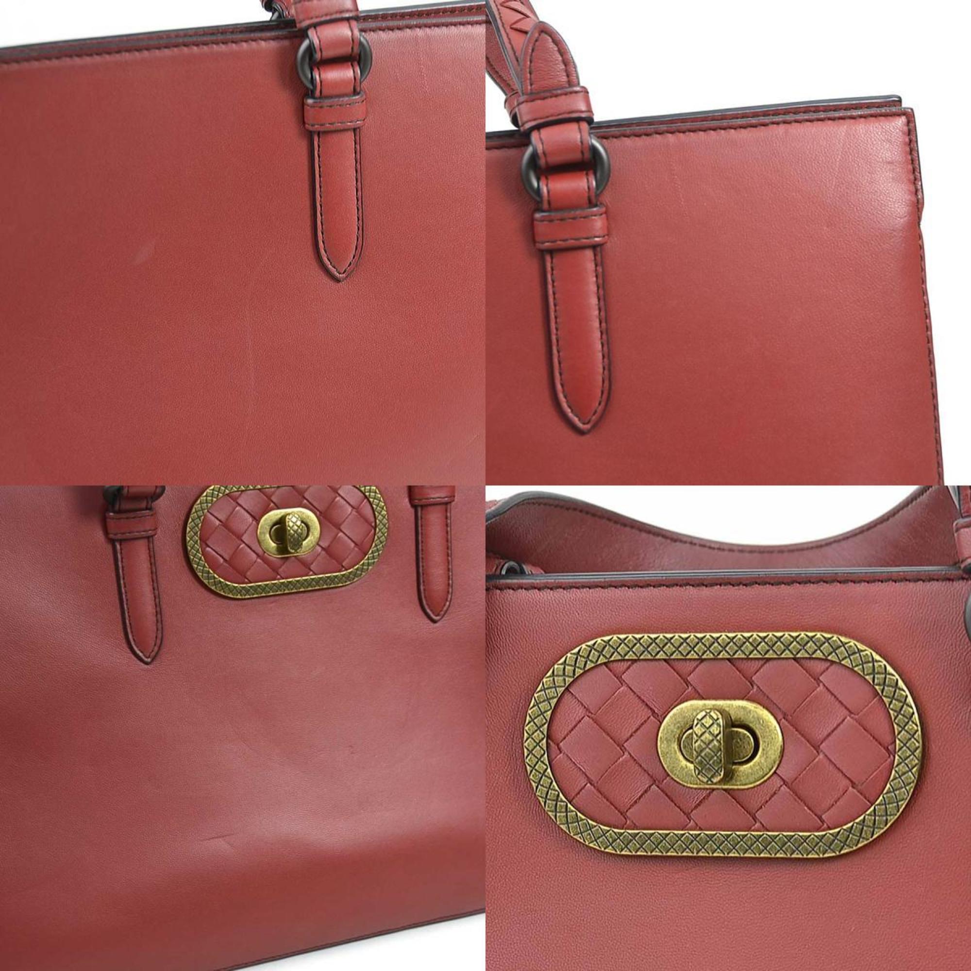 Bottega Veneta Burgundy Intrecciato Handbag Shoulder Bag (Pre-Owned)