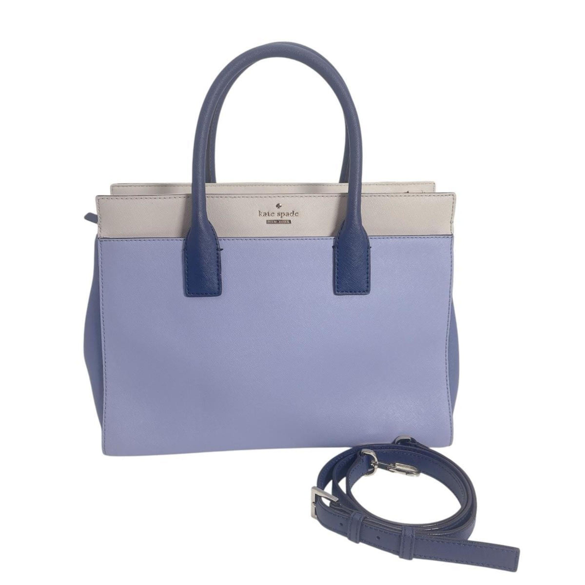 Kate Spade Blue Ivory Faux Leather Handbag Shoulder Bag (Pre-Owned)