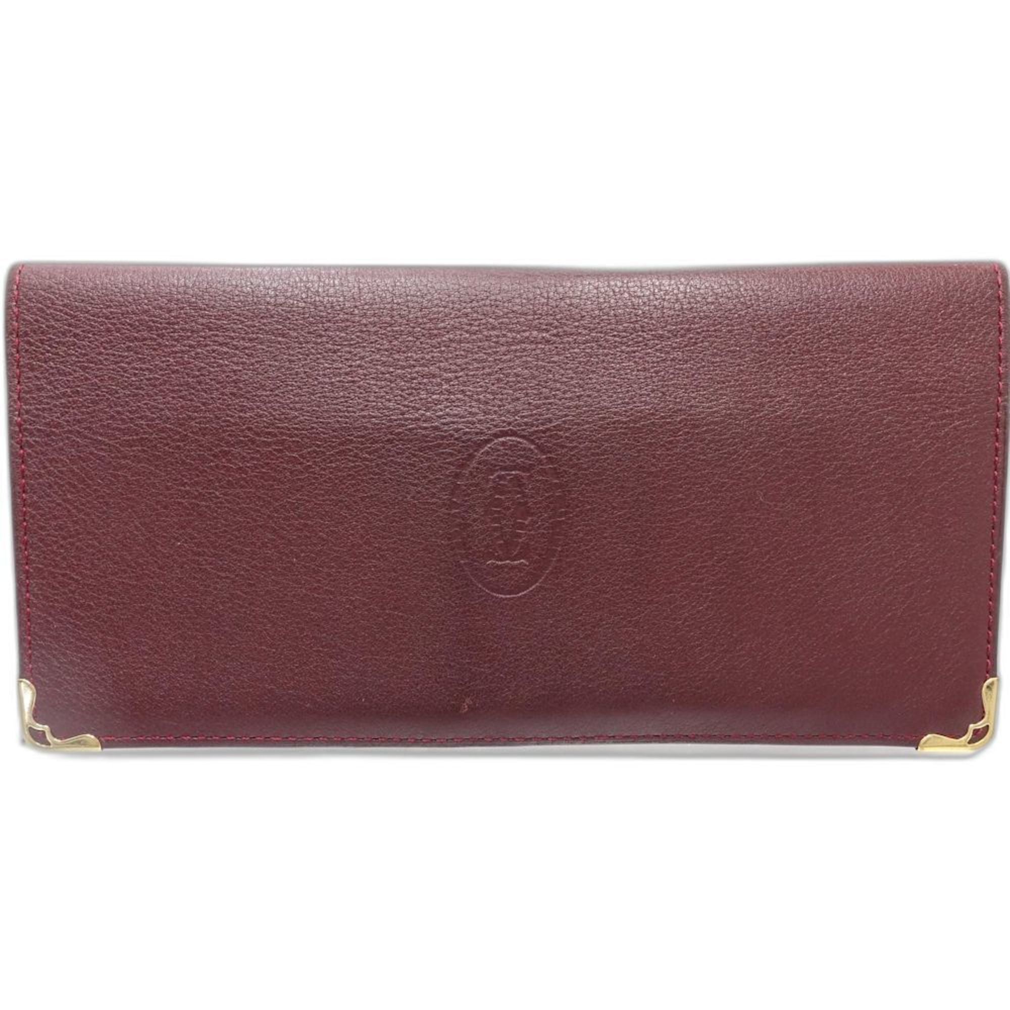 Cartier Bordeaux Leather Long Bill Wallet (Bi-Fold) (Pre-Owned)