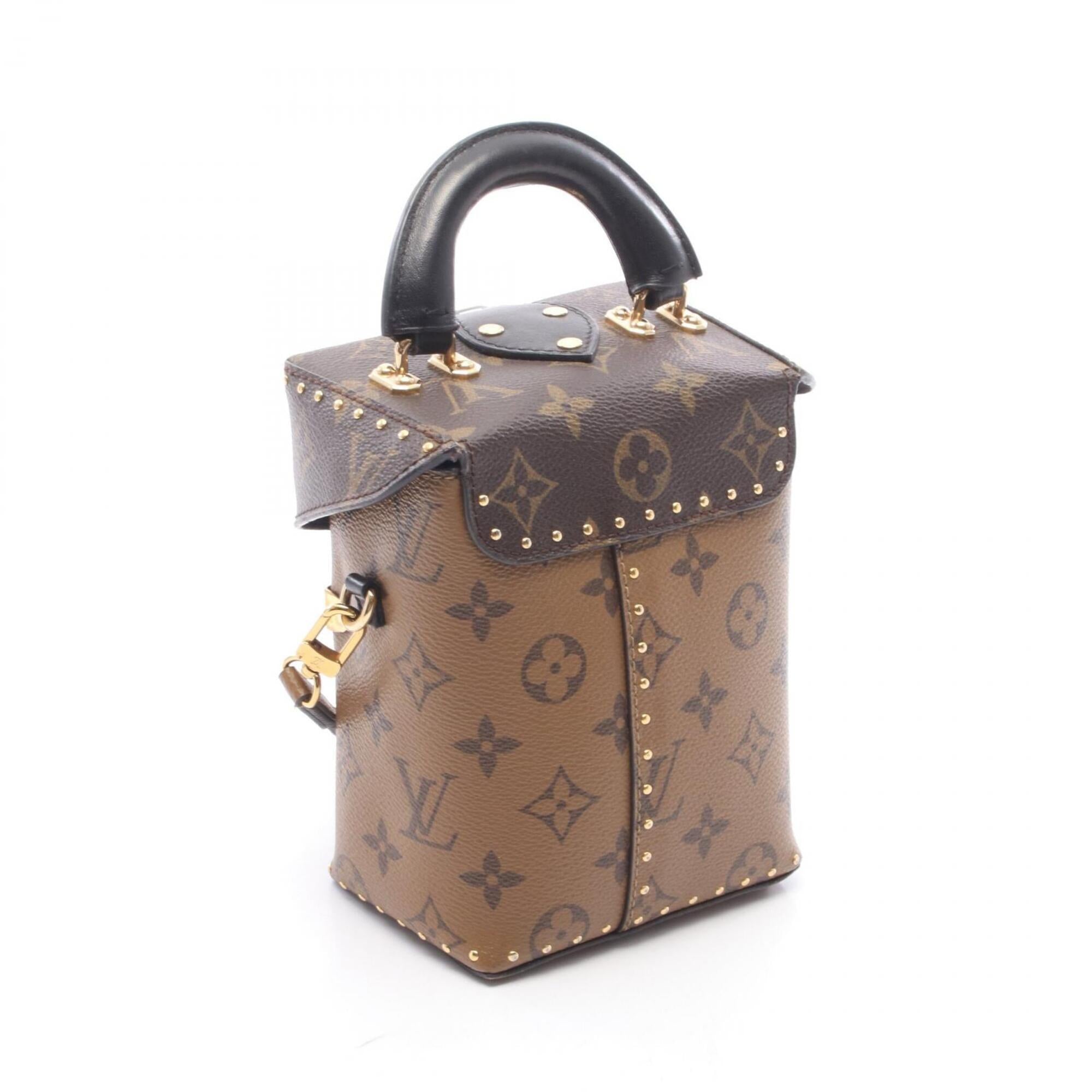 Louis Vuitton Black Brown Coated Canvas Leather Handbag (Pre-Owned)
