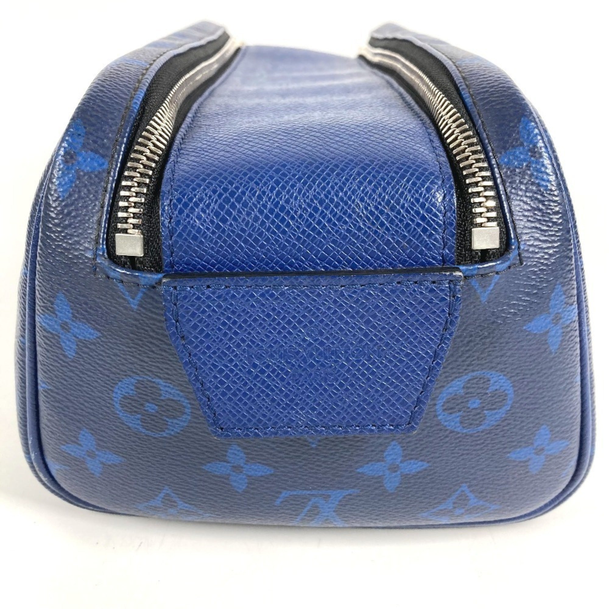 Louis Vuitton Blue Taiga Leather Monogram Canvas Leather Clutch Bag Handbag Pouch (Pre-Owned)