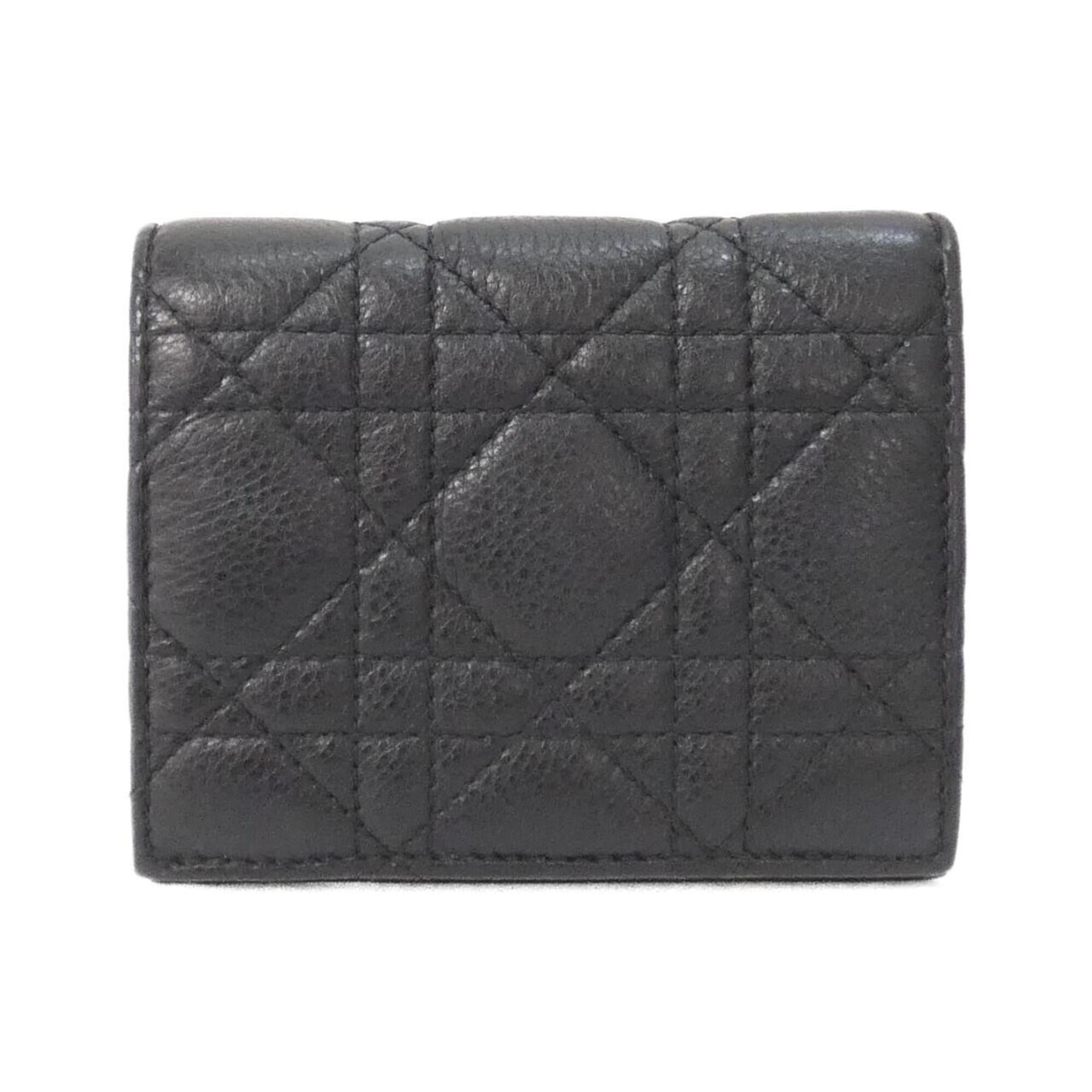Christian Dior Black White Leather Wallet (Bi-Fold) (Pre-Owned)