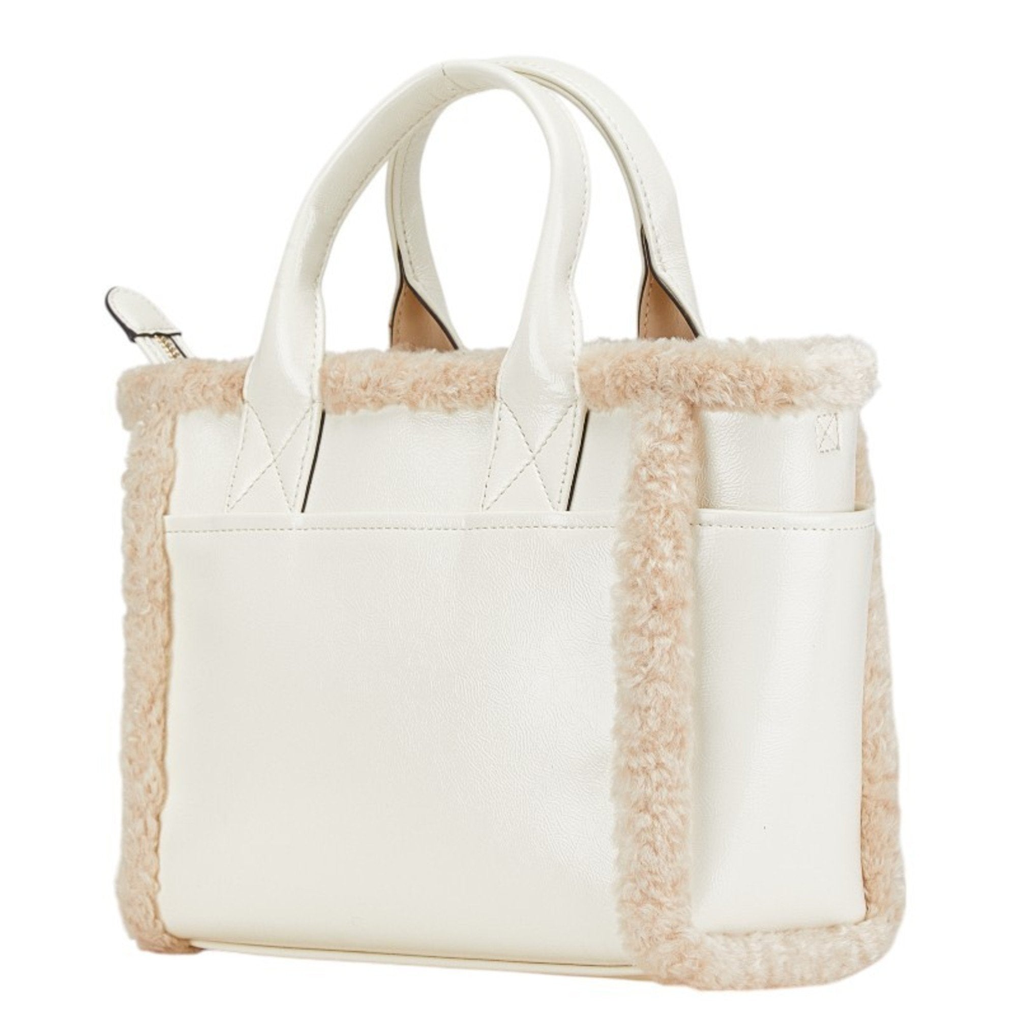 Kate Spade White Faux Fur Elastane Leather Handbag Shoulder Bag (Pre-Owned)