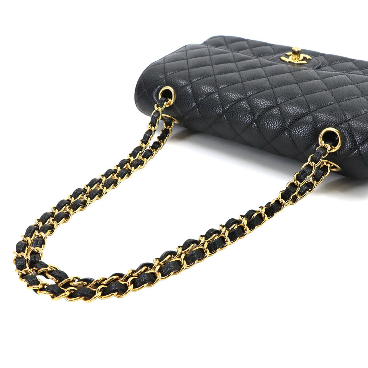 Chanel Black Grained Calfskin Handbag Shoulder Bag (Pre-Owned)