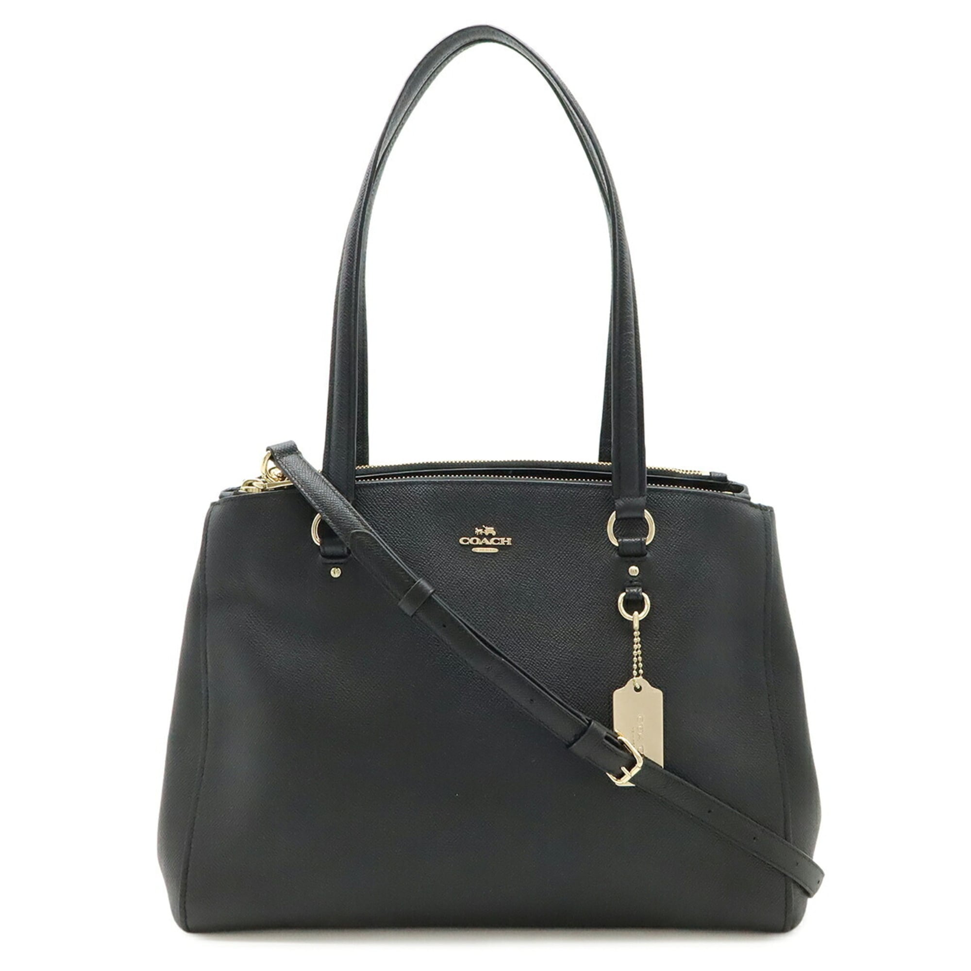 Coach Black Leather Shoulder Bag Tote Bag (Pre-Owned)