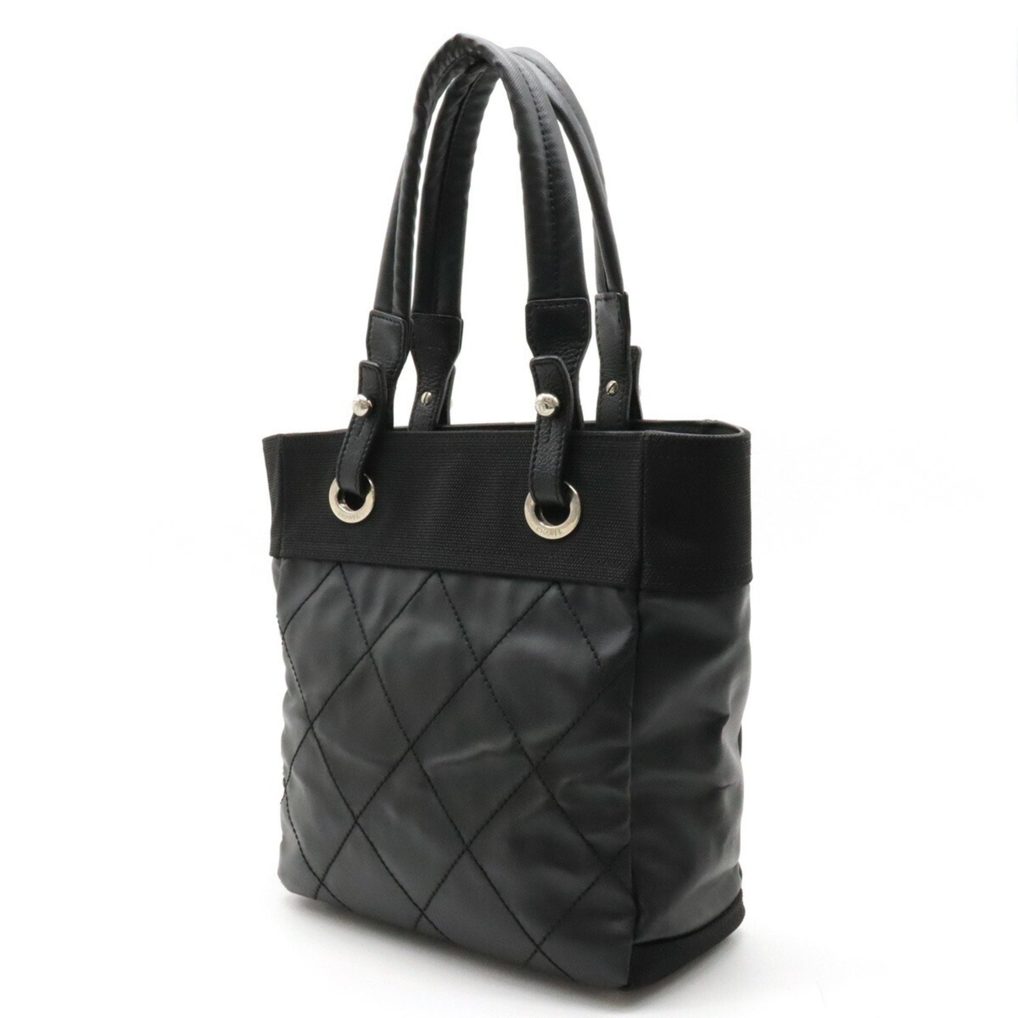 Chanel Black Coated Canvas Shoulder Bag Tote Bag (Pre-Owned)