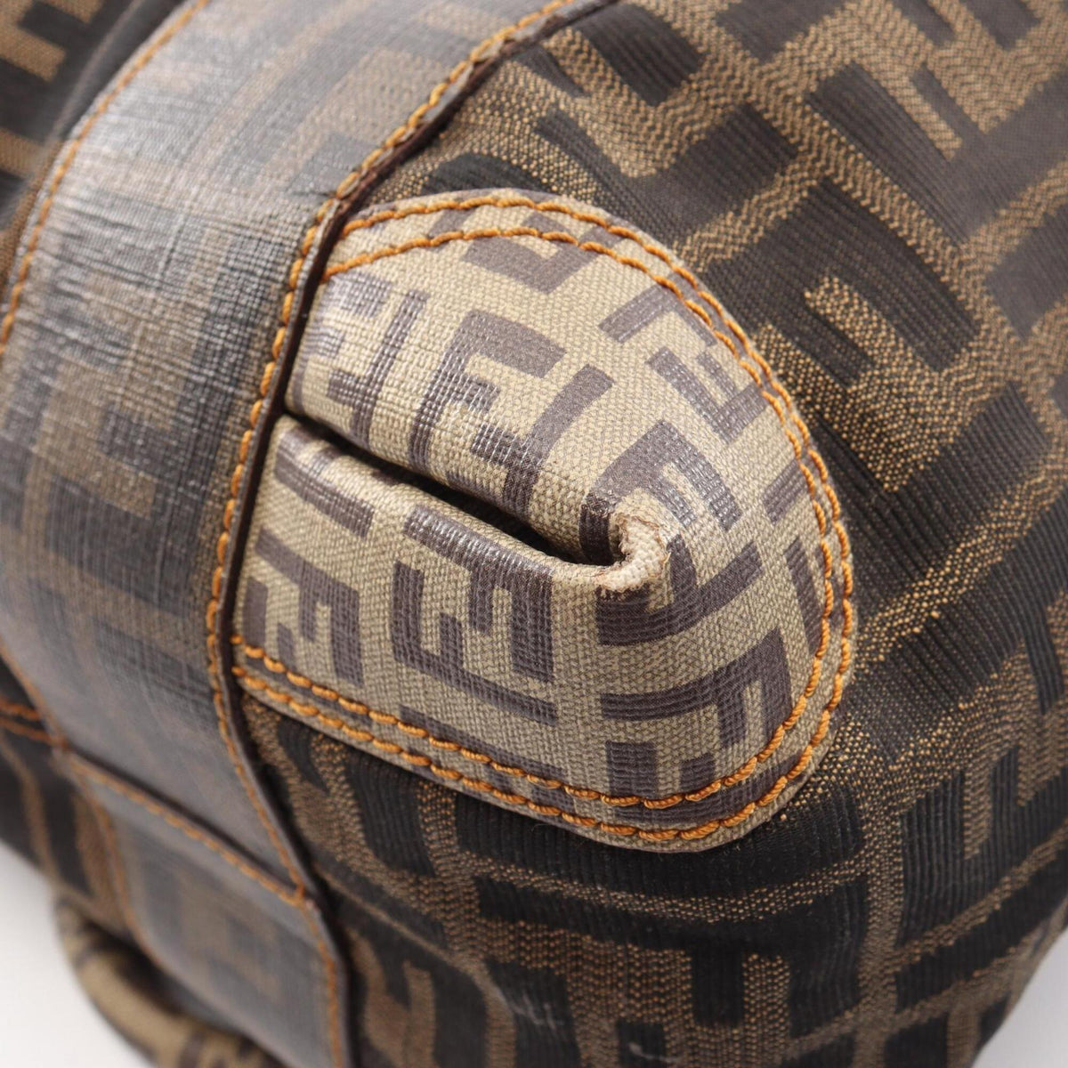 Fendi Beige Black Brown Coated Canvas Handbag (Pre-Owned)