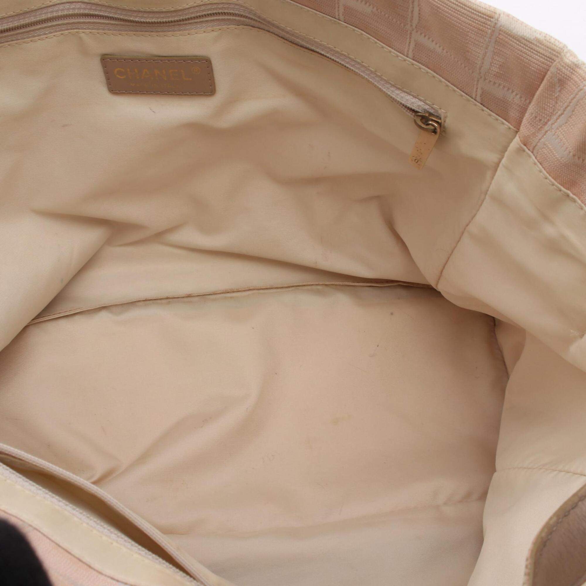 Chanel Pink Leather Nylon Canvas Handbag Tote Bag (Pre-Owned)
