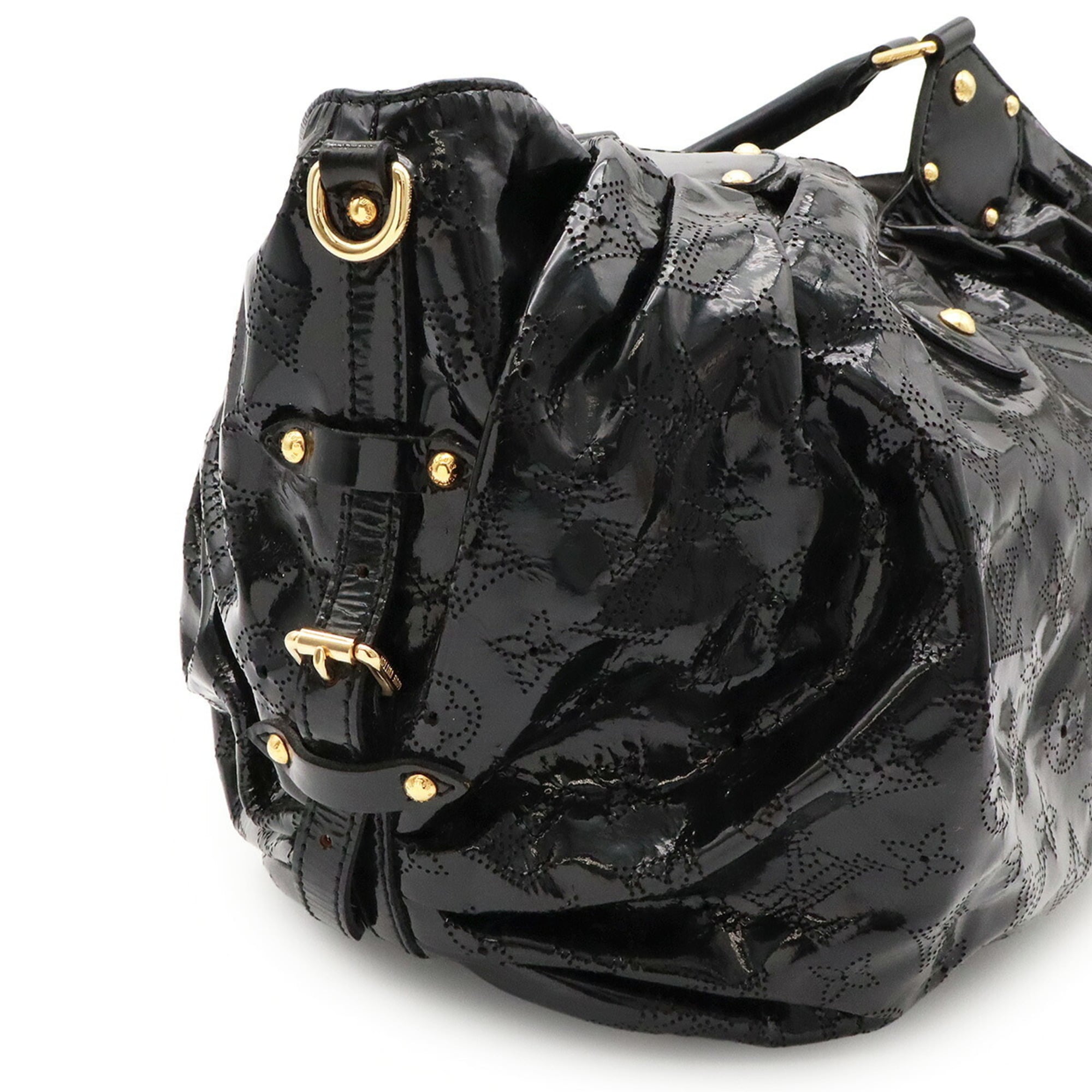 Louis Vuitton Black Noir White Patent Leather Shoulder Bag Tote Bag (Pre-Owned)