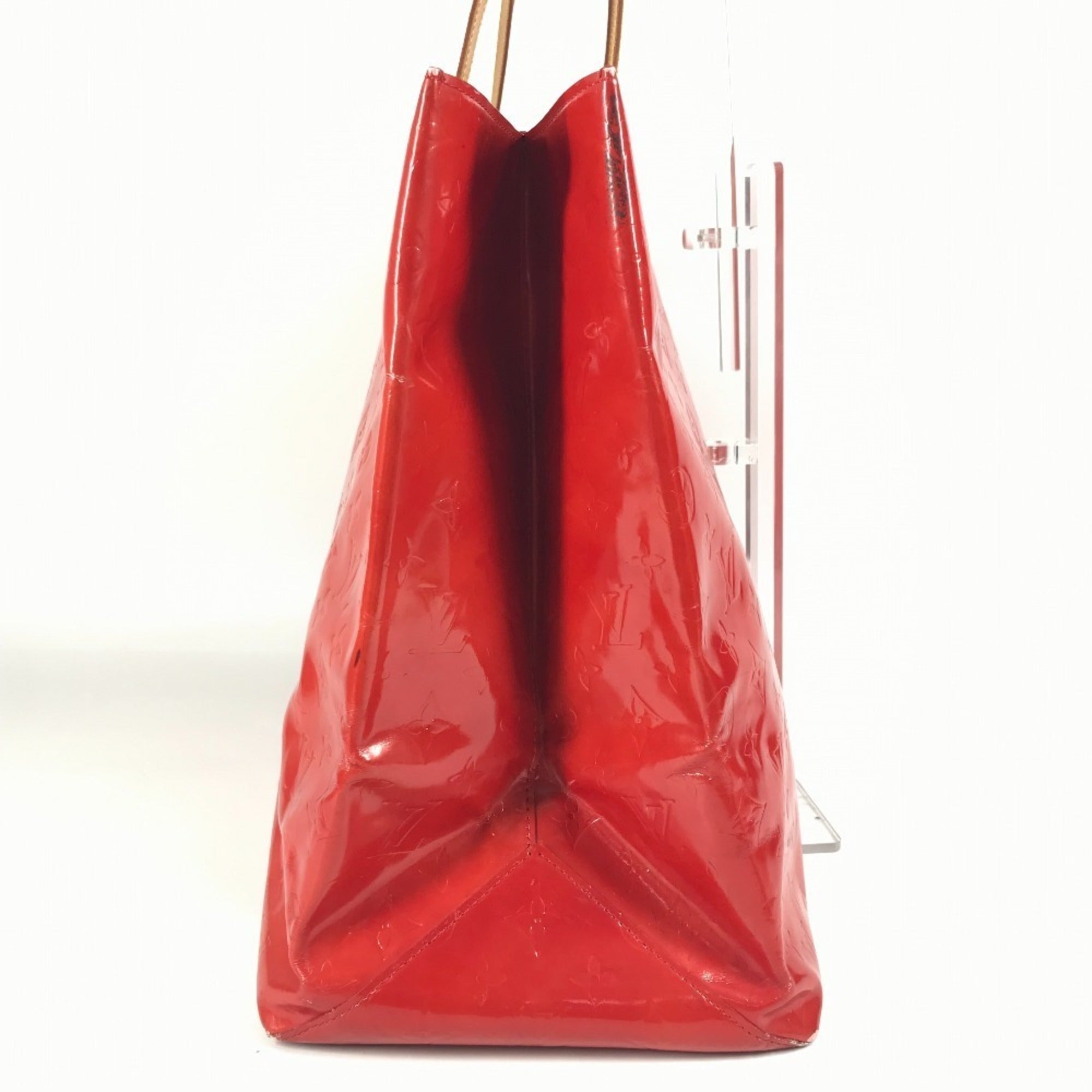 Louis Vuitton Red Color Rouge Monogram Vernis Canvas Boston Bag Shoulder Bag Tote Bag (Pre-Owned)