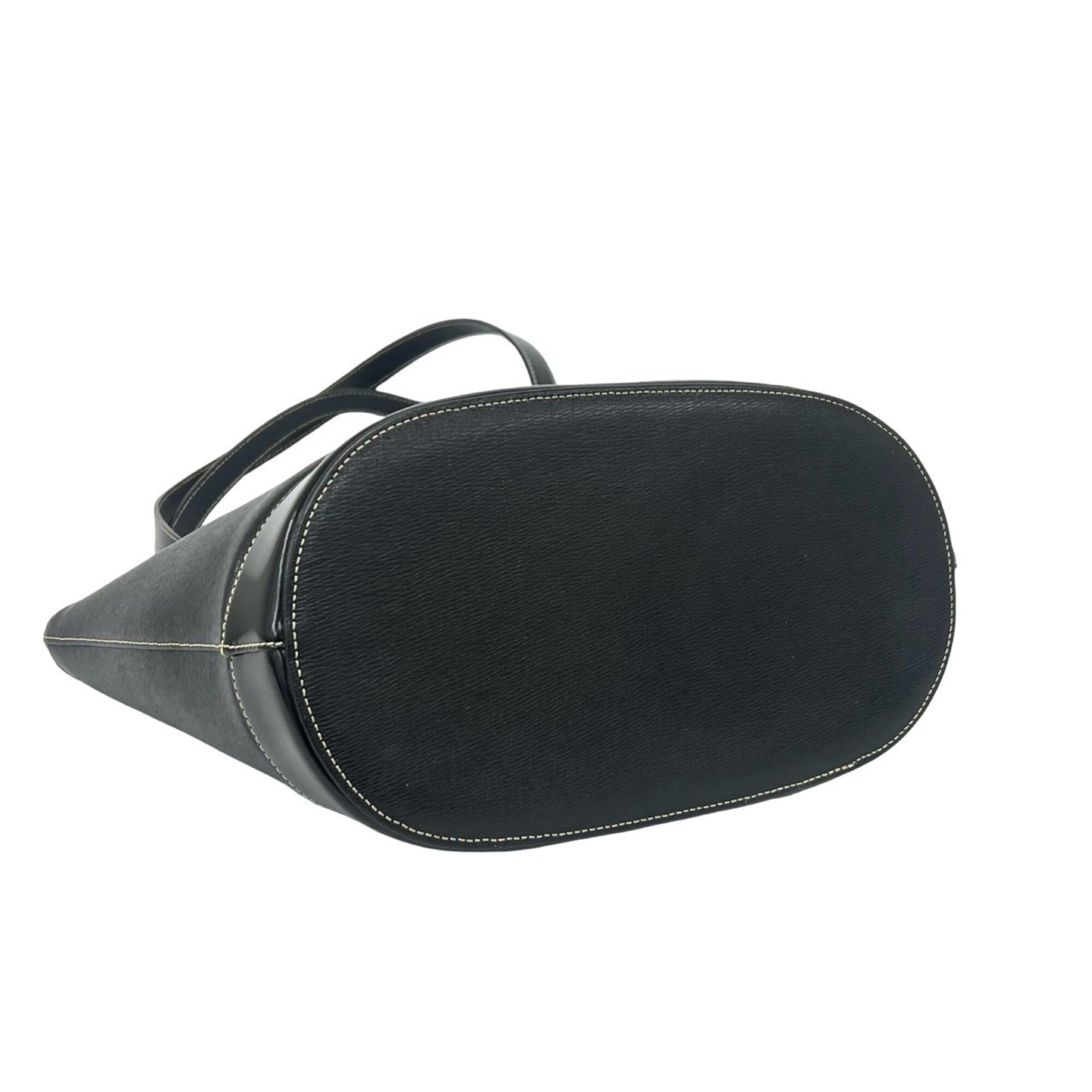 Burberry Black Leather Shoulder Bag Tote Bag (Pre-Owned)