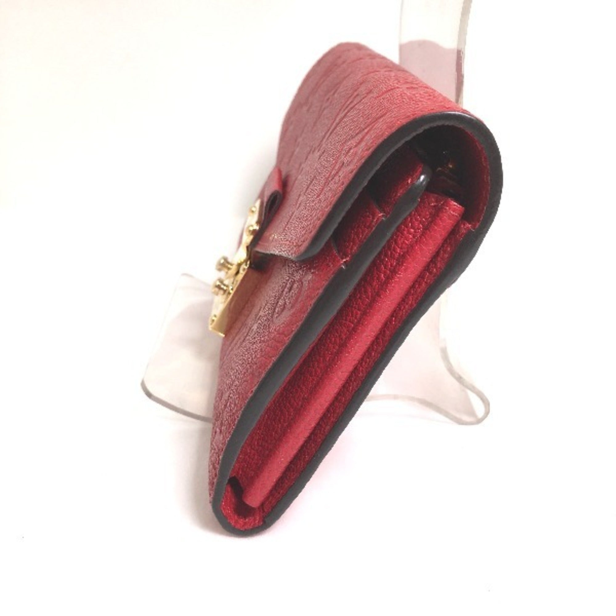 Louis Vuitton Red Color Monogram Long Wallet (Bi-Fold) (Pre-Owned)