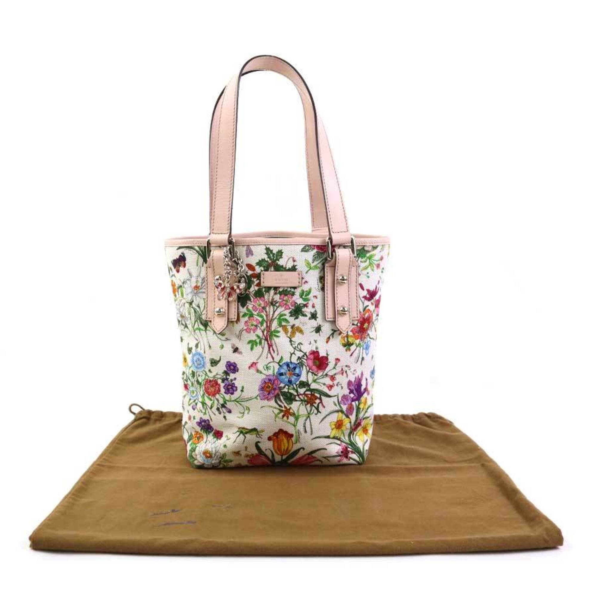 Gucci Multi-Color Pink Canvas Leather Handbag (Pre-Owned)