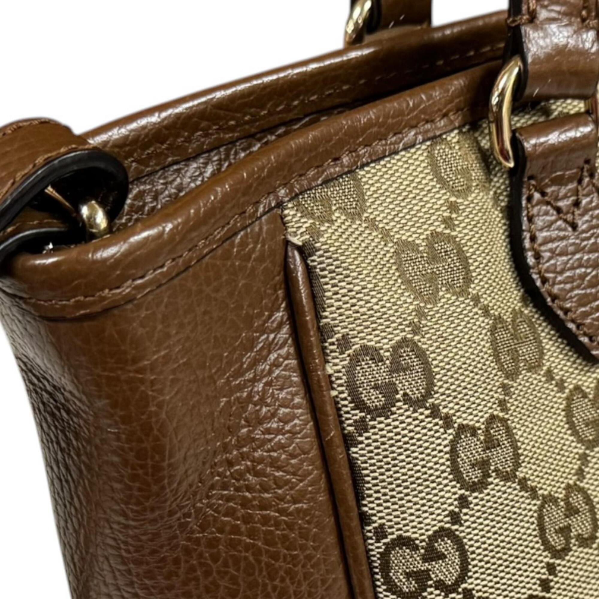 Gucci Gg Canvas Beige Brown Gg Canvas Handbag Shoulder Bag (Pre-Owned)