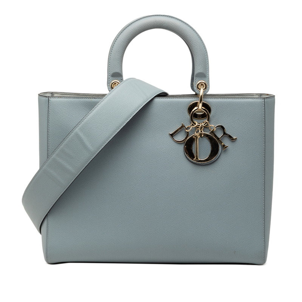 Christian Dior Lady Dior Gray Leather Handbag Shoulder Bag (Pre-Owned)