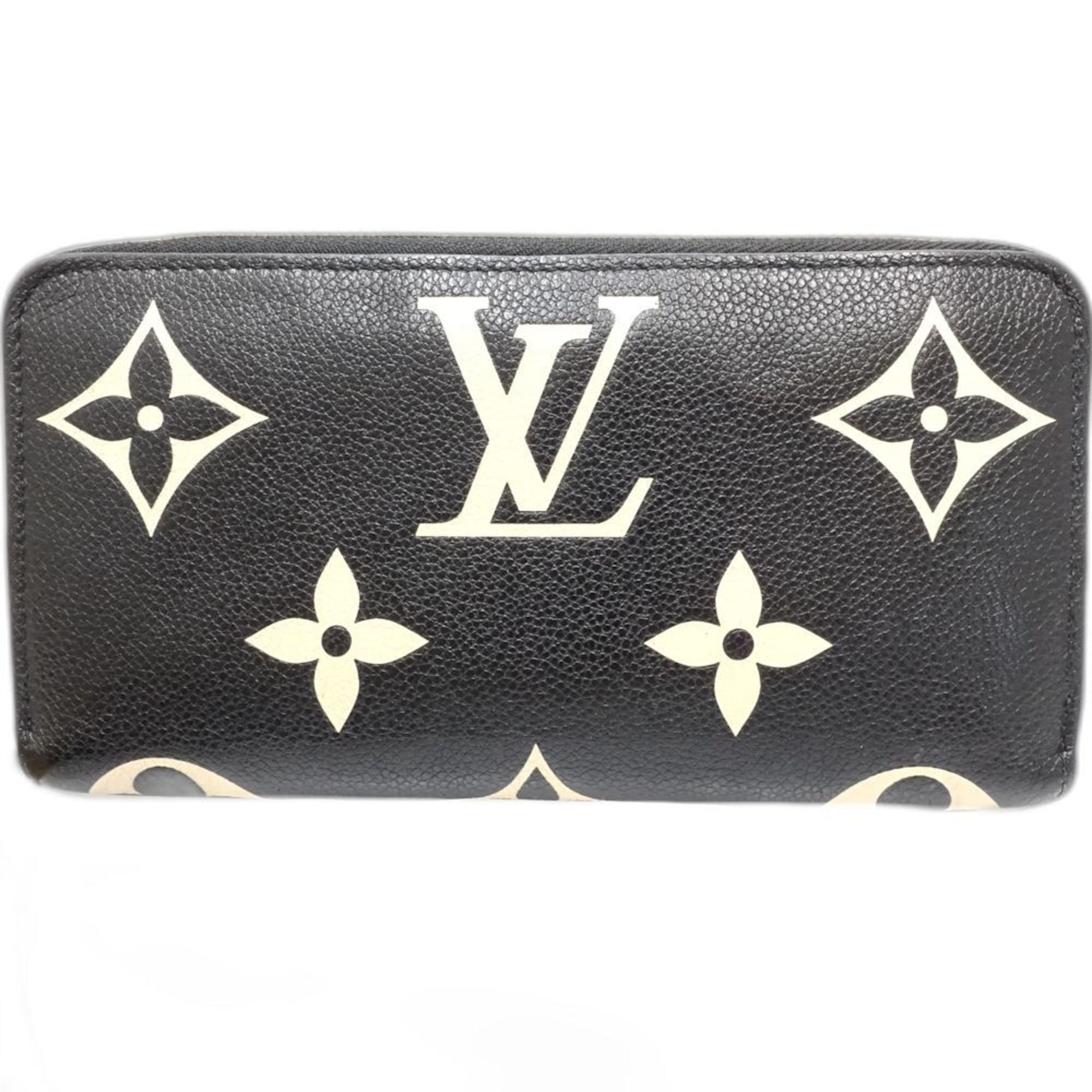 Louis Vuitton Beige Black Monogram Long Wallet (Bi-Fold) (Pre-Owned)
