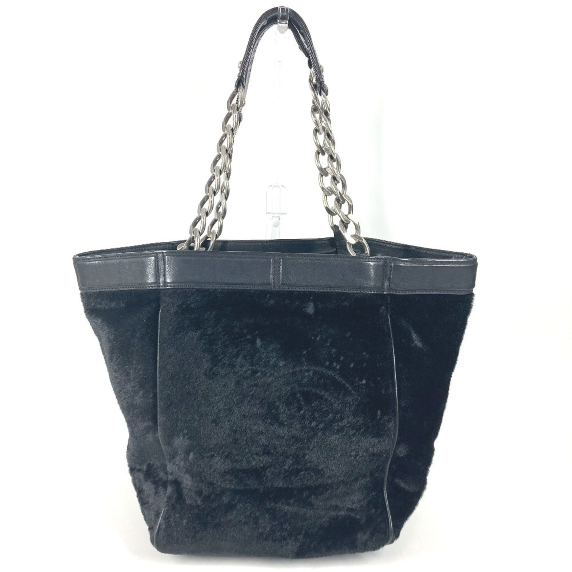 Chanel Black Leather Shoulder Bag Tote Bag (Pre-Owned)