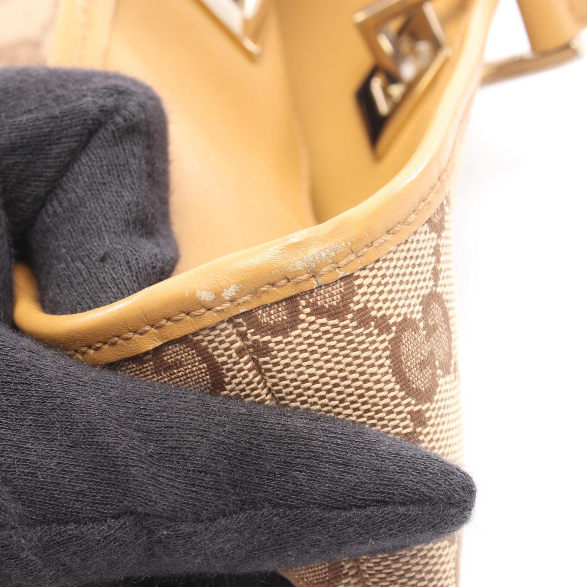 Gucci Gg Canvas Beige Brown Gg Canvas Handbag Tote Bag (Pre-Owned)