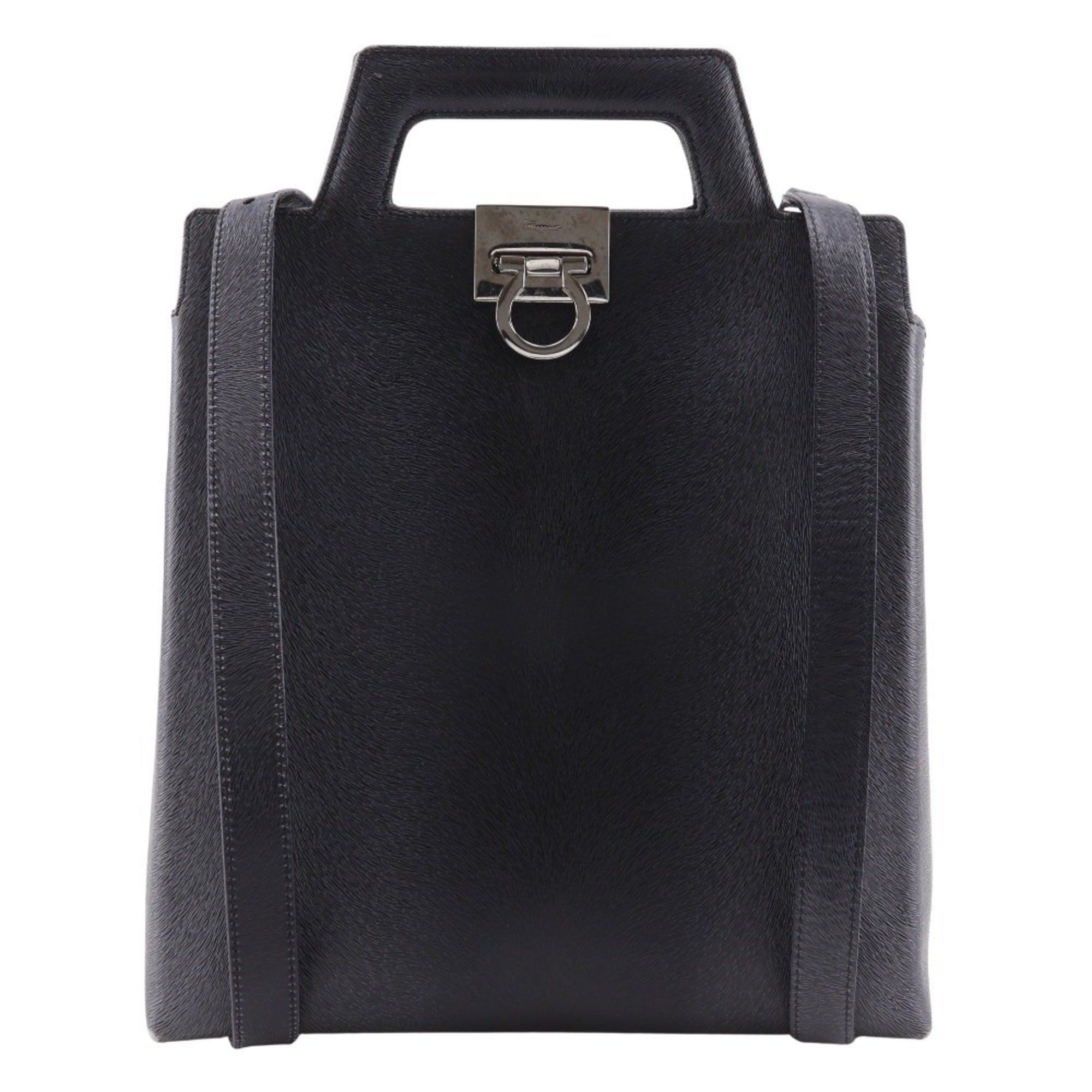 Salvatore Ferragamo Gray Leather Handbag (Pre-Owned)