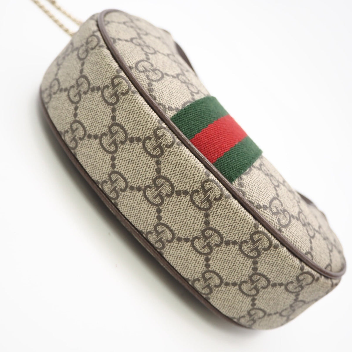 Gucci Beige Green Red Color Coated Canvas Leather Handbag Shoulder Bag (Pre-Owned)