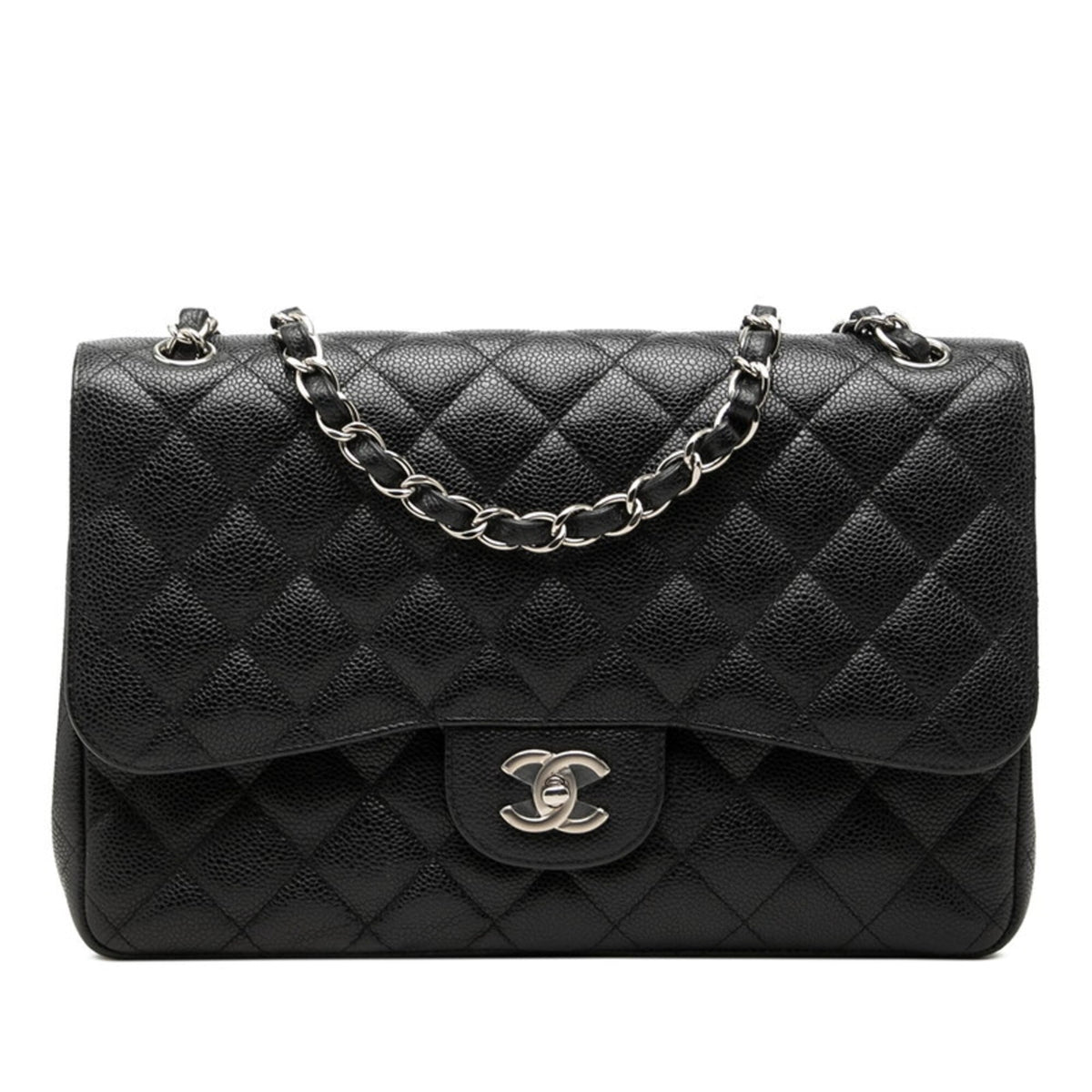 Chanel Black Grained Calfskin Shoulder Bag (Pre-Owned)