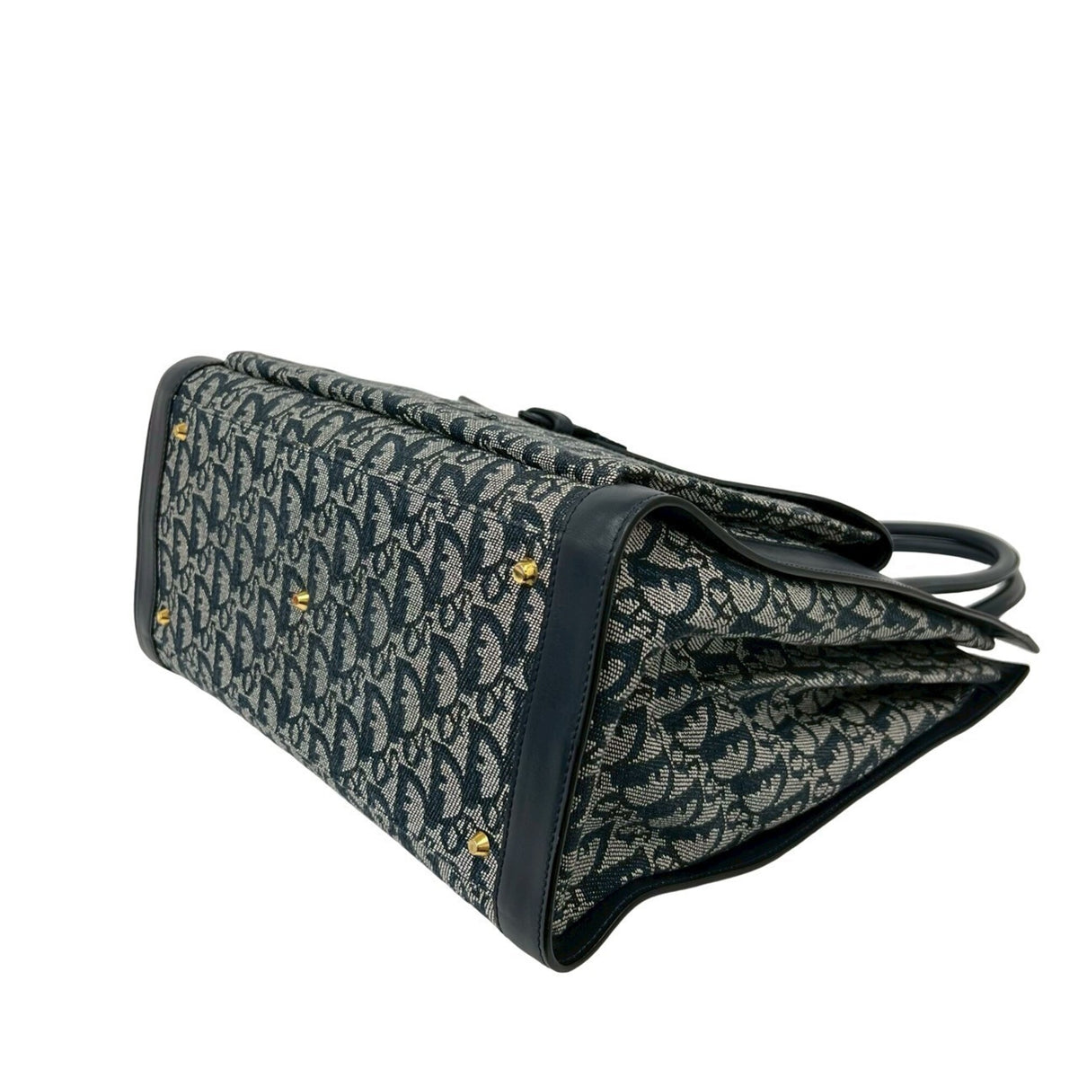 Christian Dior Navy Canvas Leather Handbag Tote Bag (Pre-Owned)