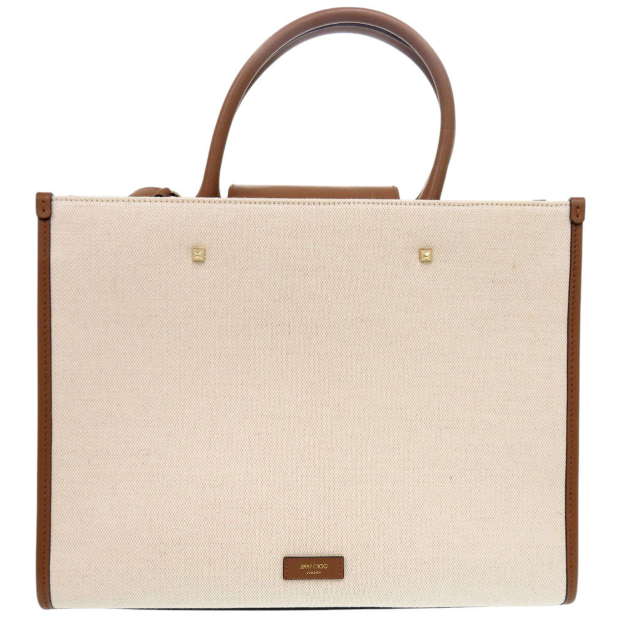 Jimmy Choo Brown Canvas Leather Shoulder Bag (Pre-Owned)