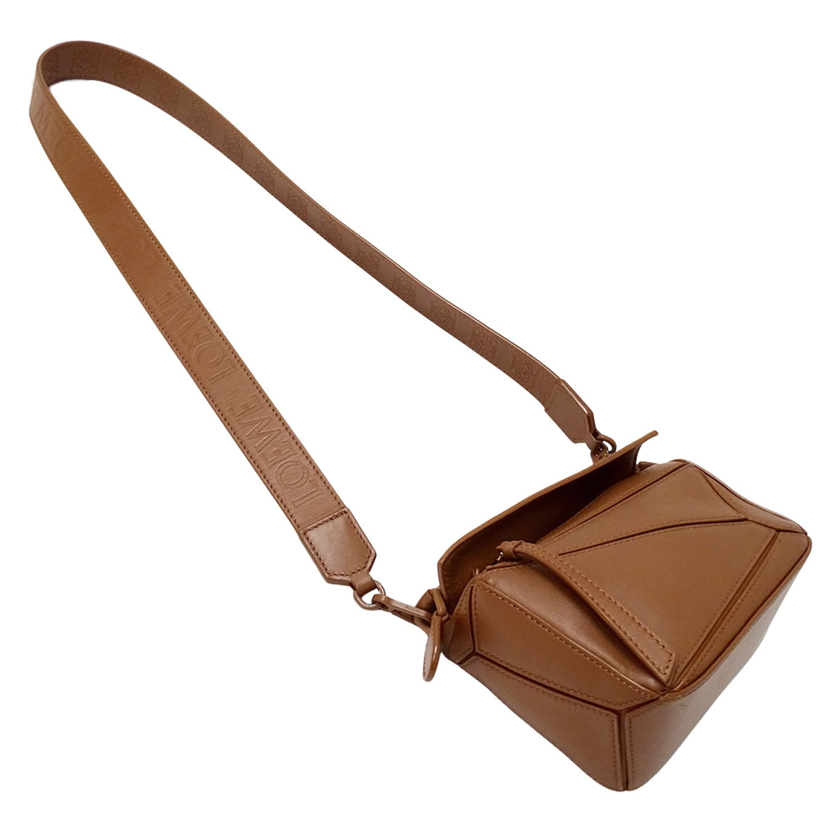 Loewe Puzzle Brown Leather Handbag Shoulder Bag (Pre-Owned)