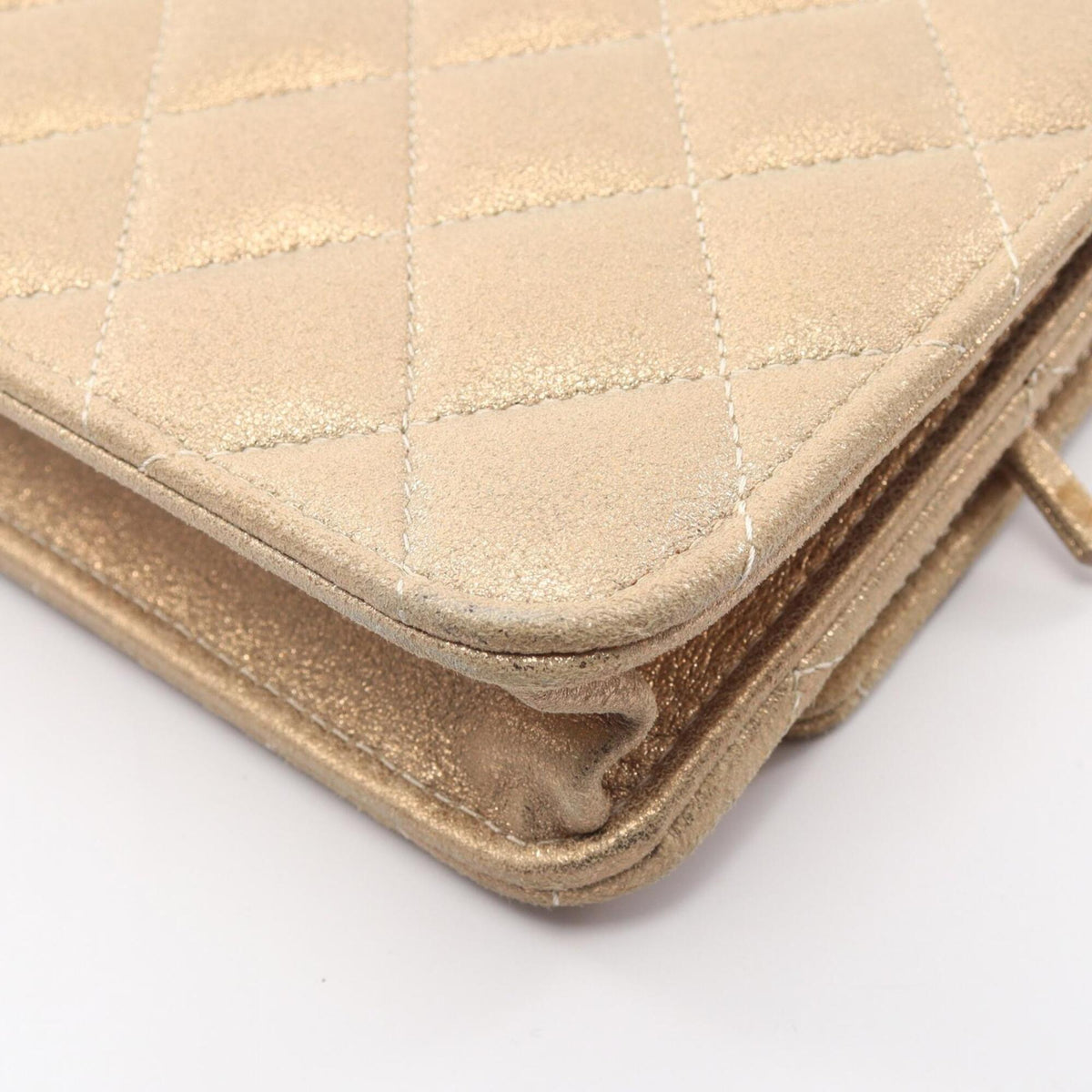 Chanel Gold Leather Handbag Shoulder Bag (Pre-Owned)