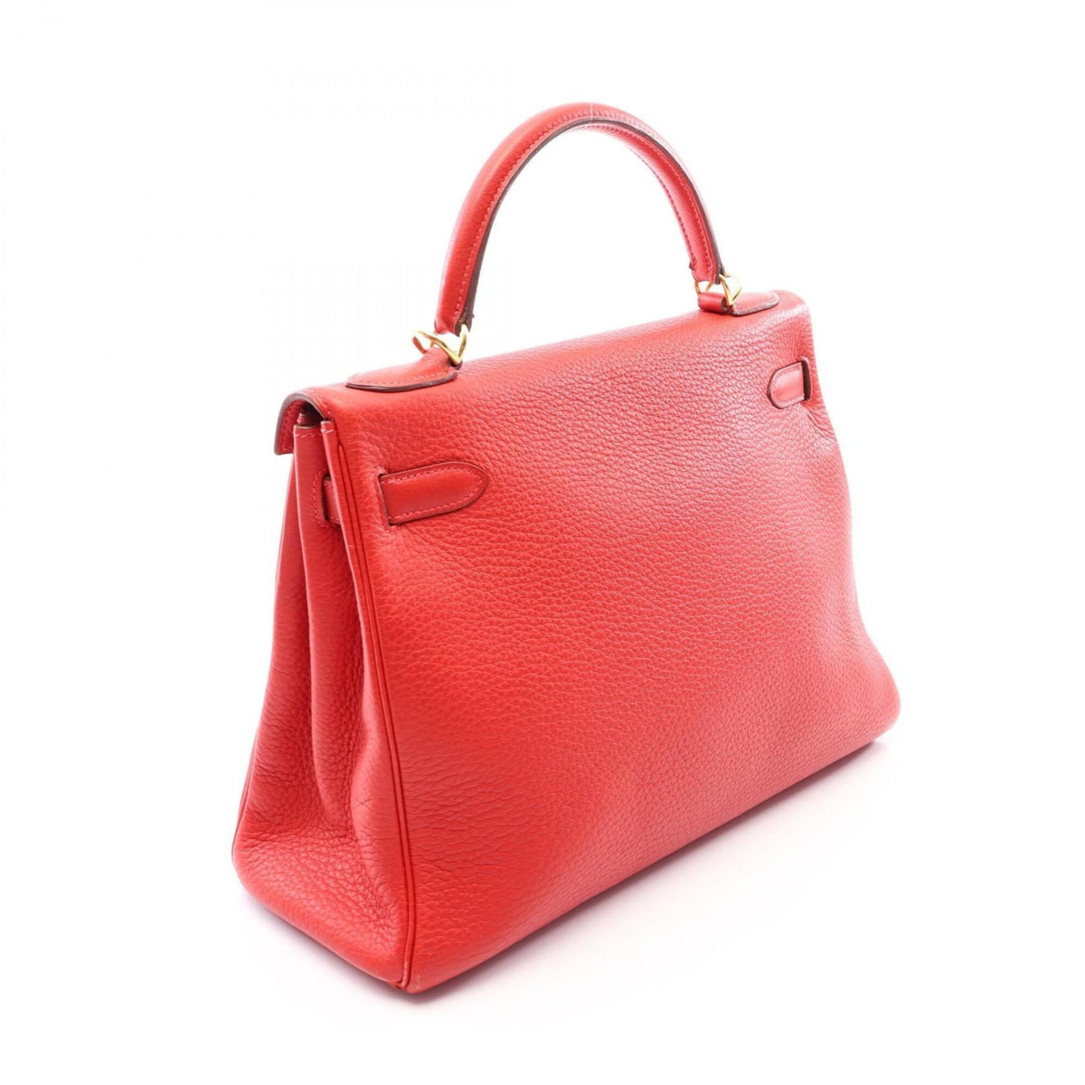 Hermes Red Color Taurillon Clemence Leather Handbag (Pre-Owned)