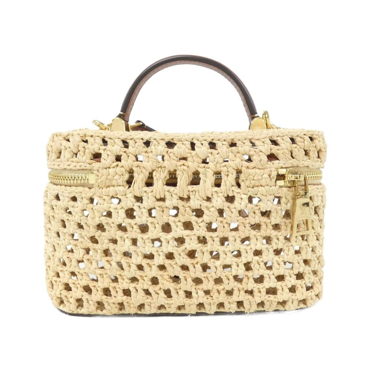 Louis Vuitton Beige Raffia Leather Handbag Pouch Shoulder Bag (Pre-Owned)