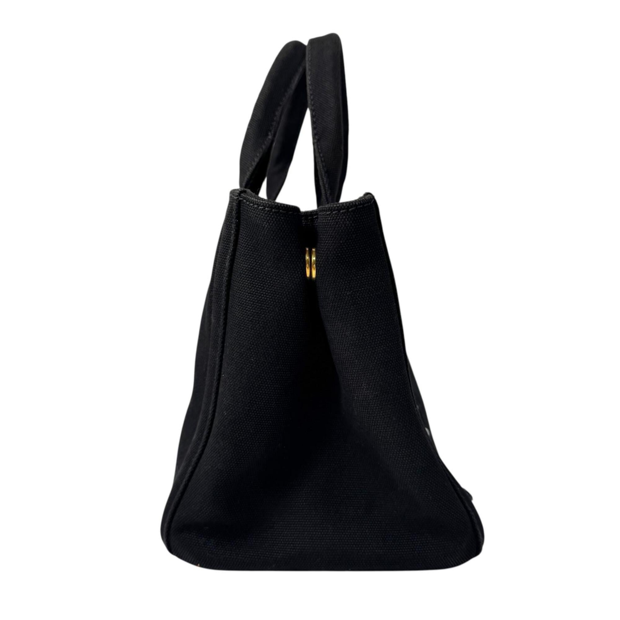 Prada Black Canvas Handbag Shoulder Bag Tote Bag (Pre-Owned)