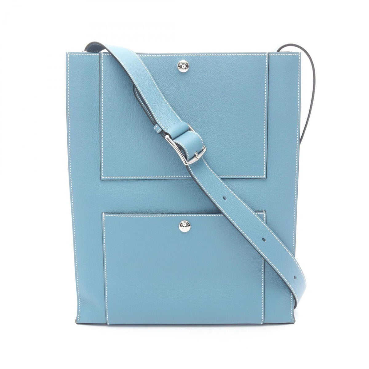 Hermes Blue Blue Jean Leather Handbag Shoulder Bag (Pre-Owned)