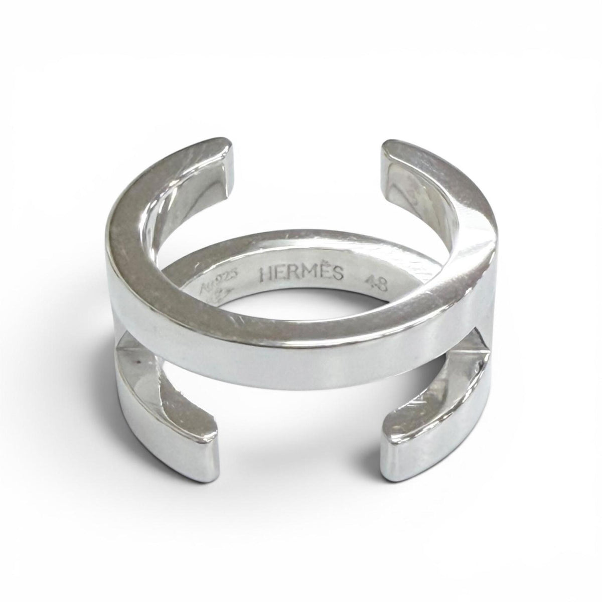 Hermes Silver Silver 925 Band Ring (Pre-Owned)