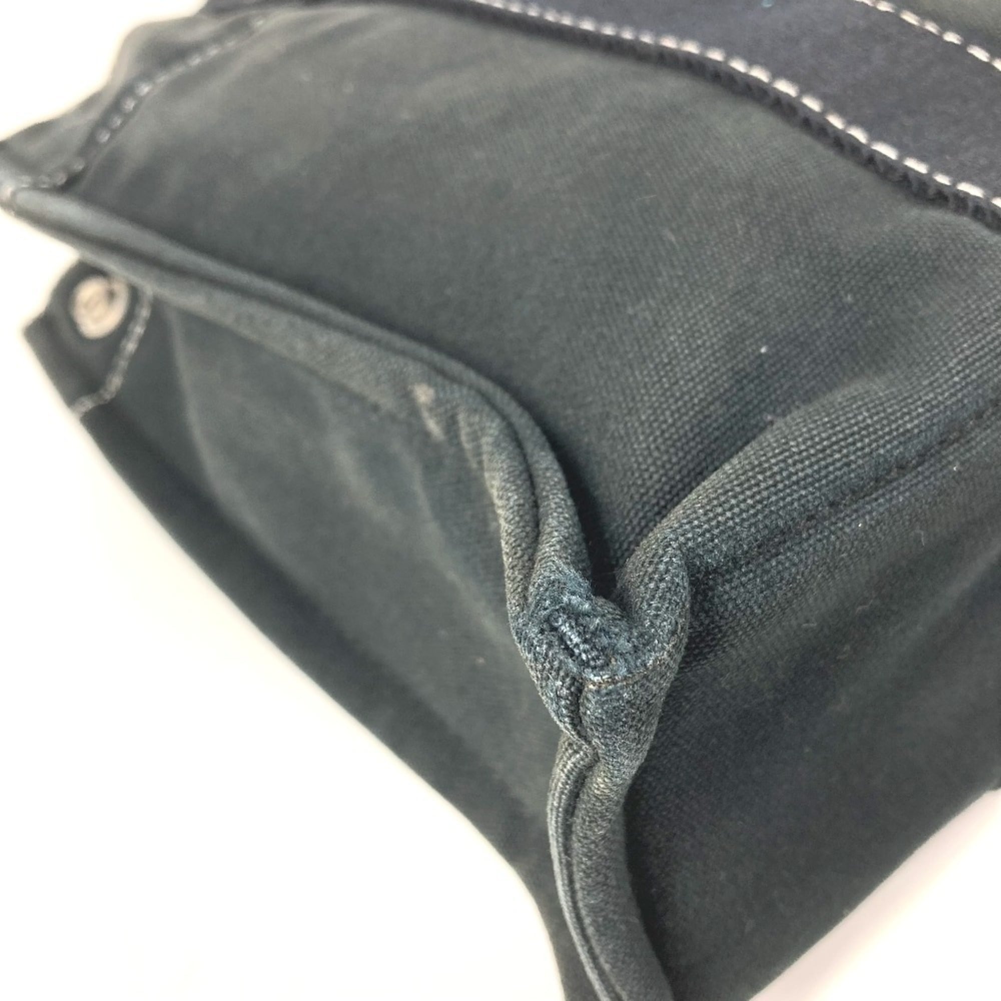 Hermes Deauville Black Canvas Handbag Tote Bag (Pre-Owned)