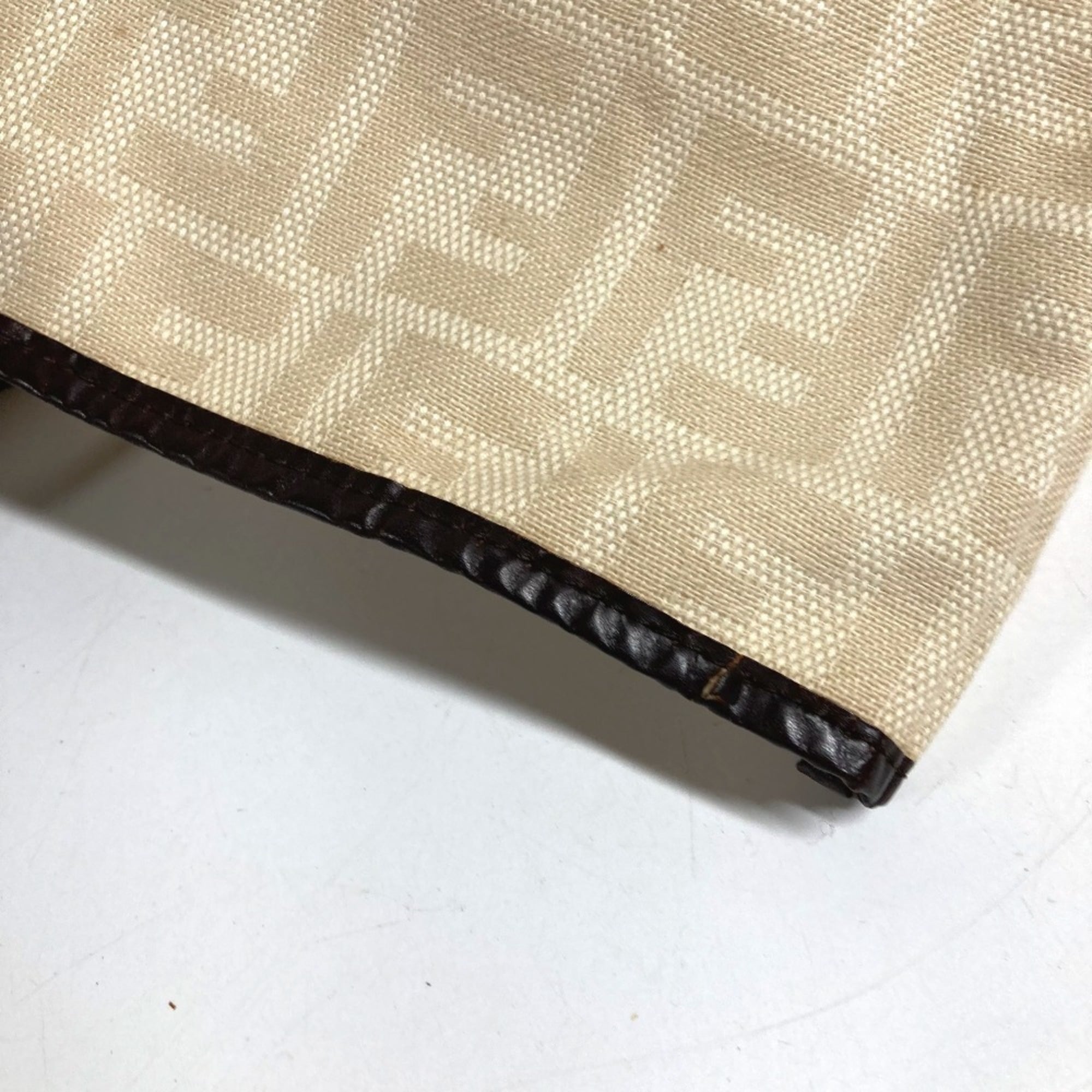 Fendi Beige Brown Yellow Canvas Leather Shoulder Bag Tote Bag (Pre-Owned)