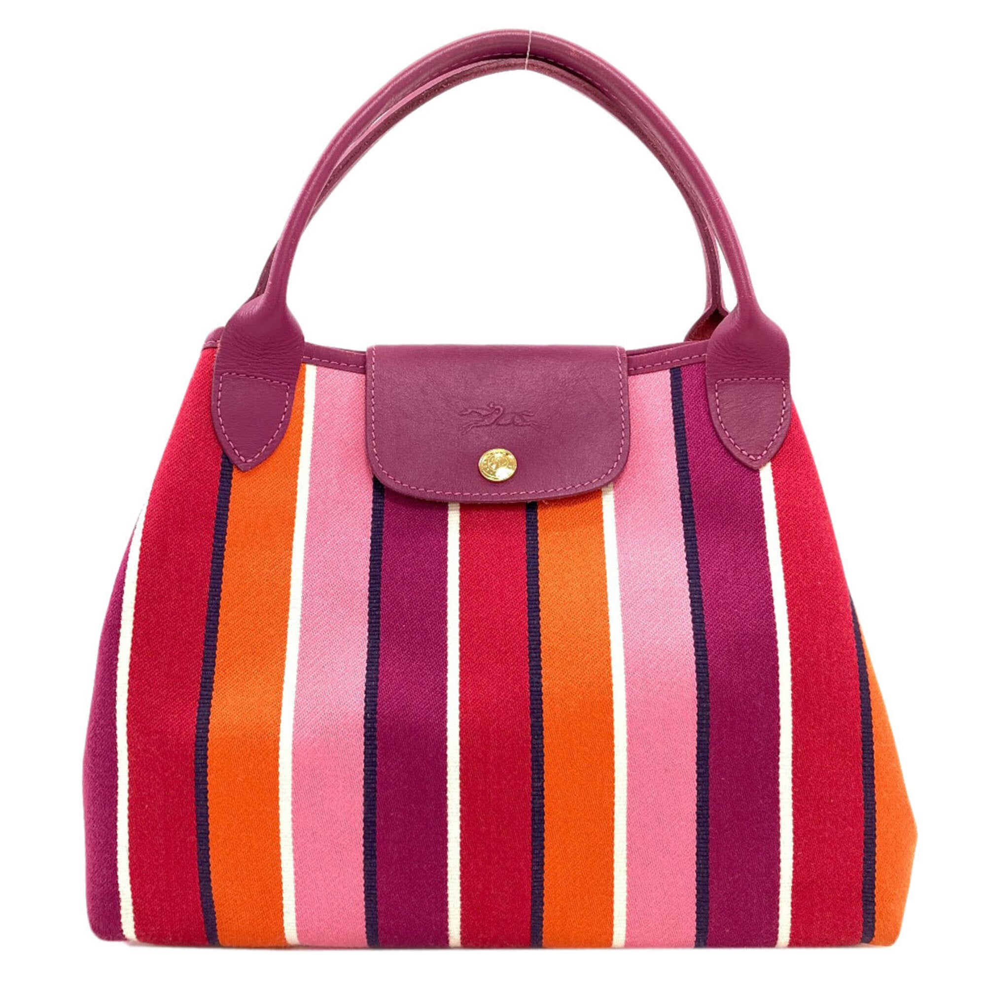 Longchamp Orange Pink Purple Canvas Tote Bag (Pre-Owned)