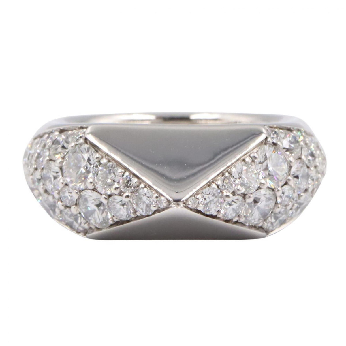 Prada Silver Clear White Gold (18K) Band Ring (Pre-Owned)