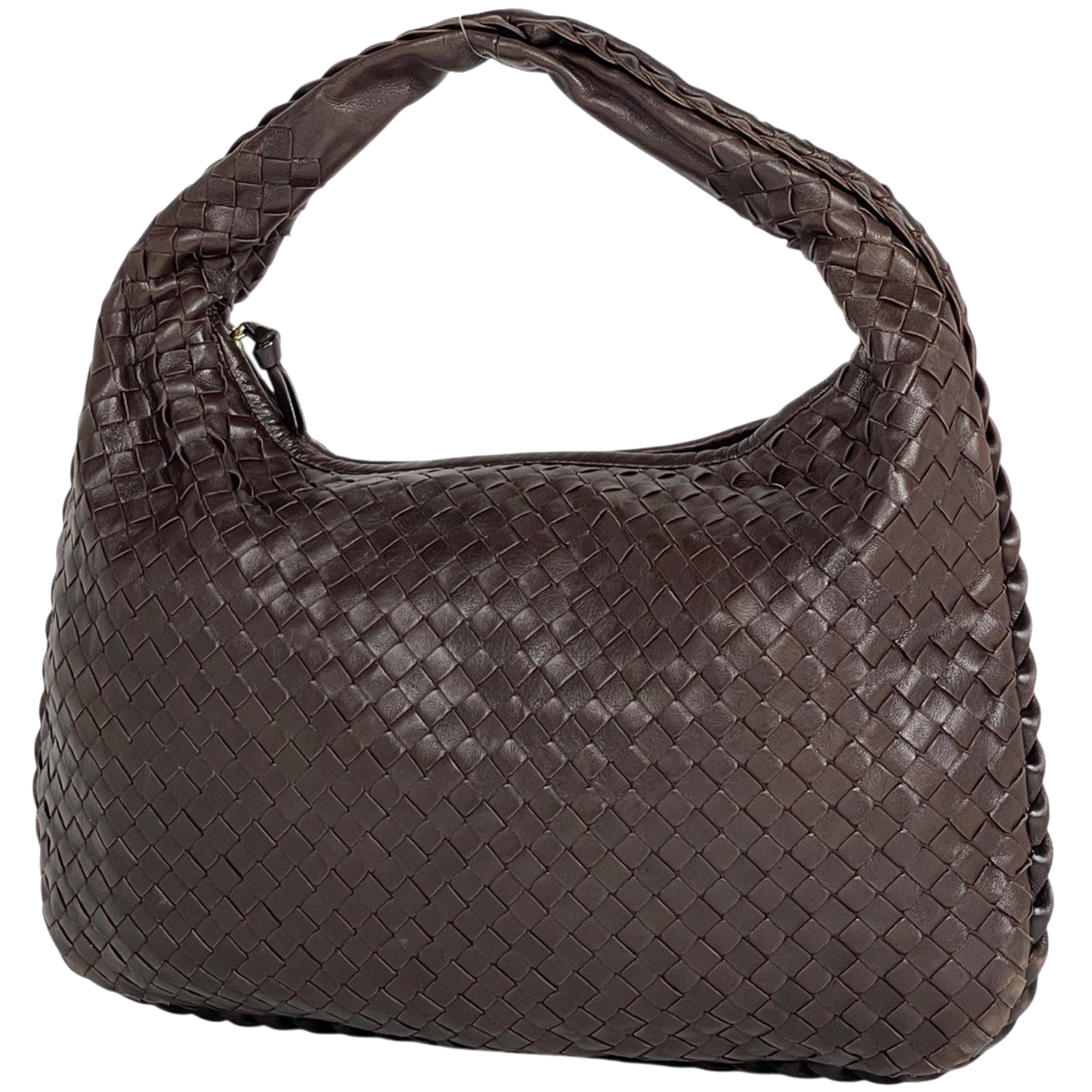 Bottega Veneta Intrecciato Brown Leather Handbag Shoulder Bag (Pre-Owned)