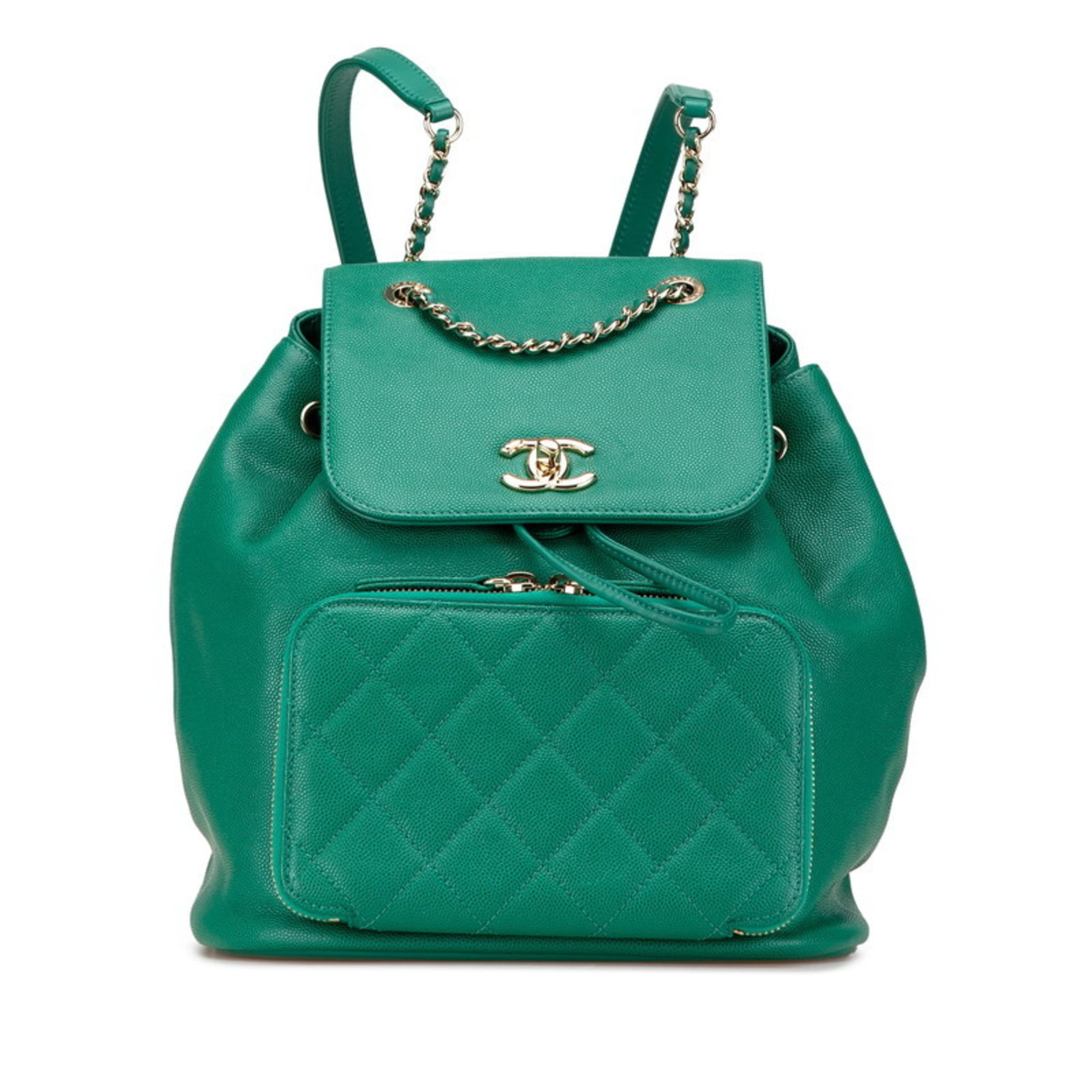 Chanel Green Grained Calfskin Backpack (Pre-Owned)